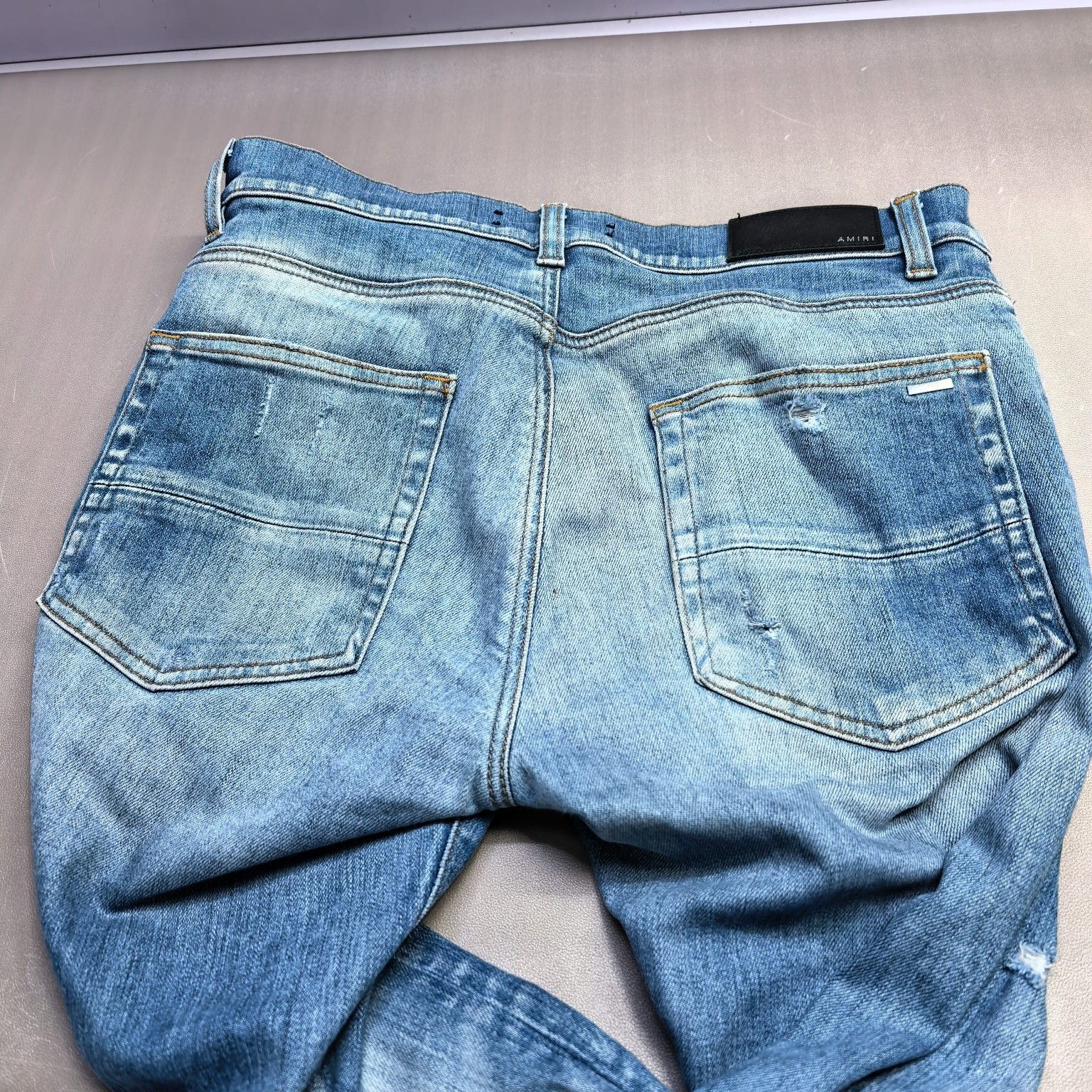 Amiri AMIRI Striped Patch Distressed Denim Jeans Size 31 Size US 31 - 7 Thumbnail