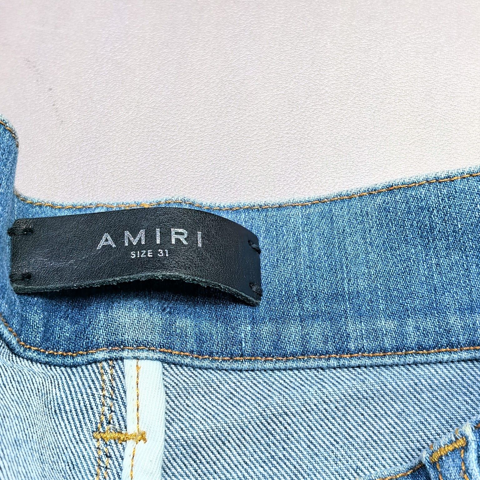 Amiri AMIRI Striped Patch Distressed Denim Jeans Size 31 Size US 31 - 3 Thumbnail