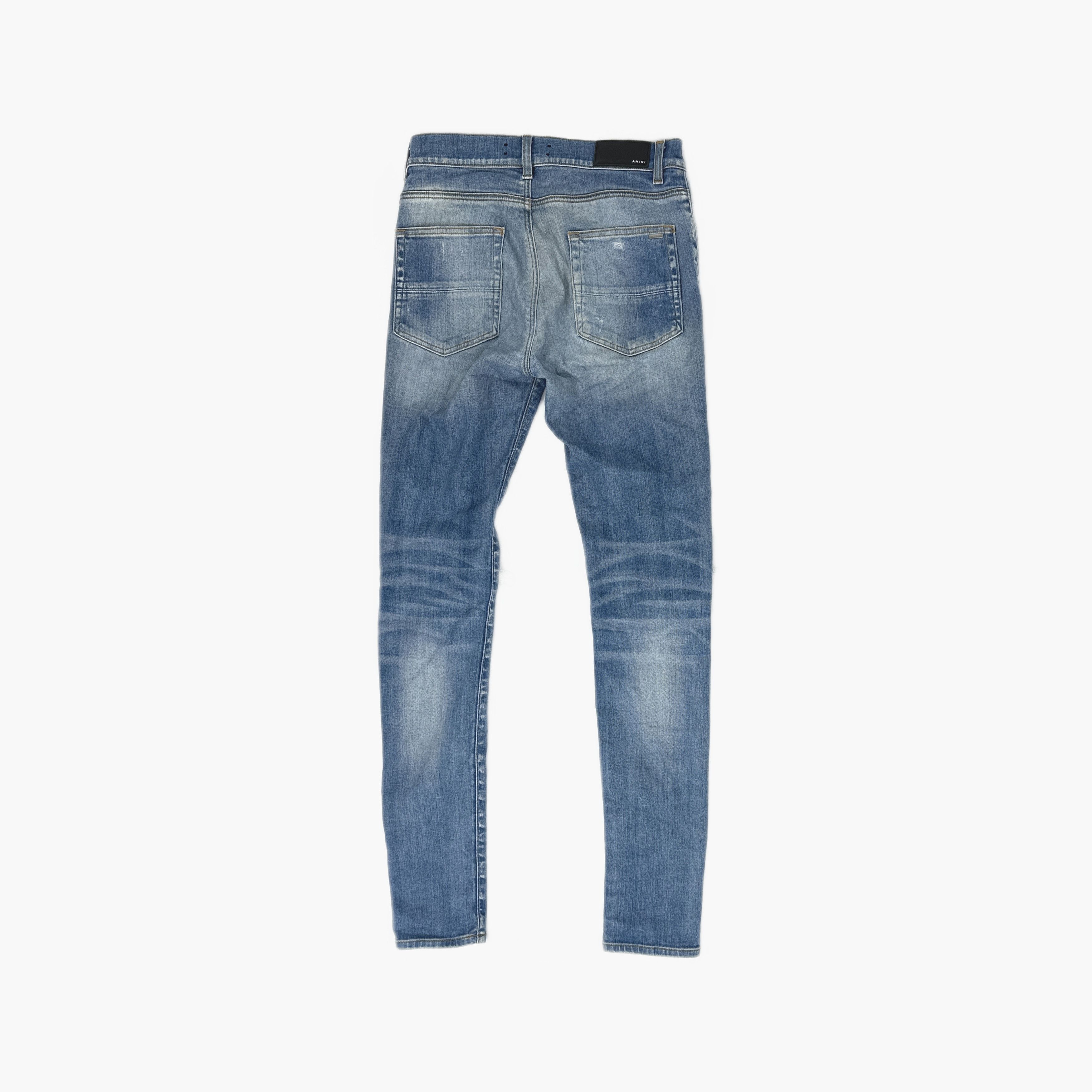 Amiri AMIRI Striped Patch Distressed Denim Jeans Size 31 Size US 31 - 2 Thumbnail