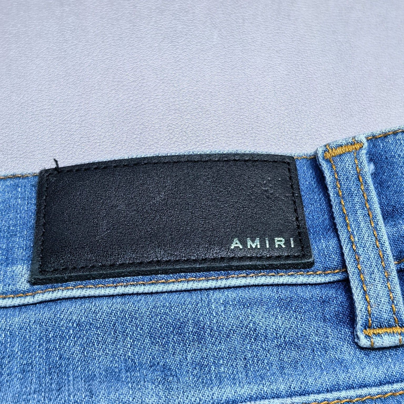 Amiri AMIRI Striped Patch Distressed Denim Jeans Size 31 Size US 31 - 6 Thumbnail
