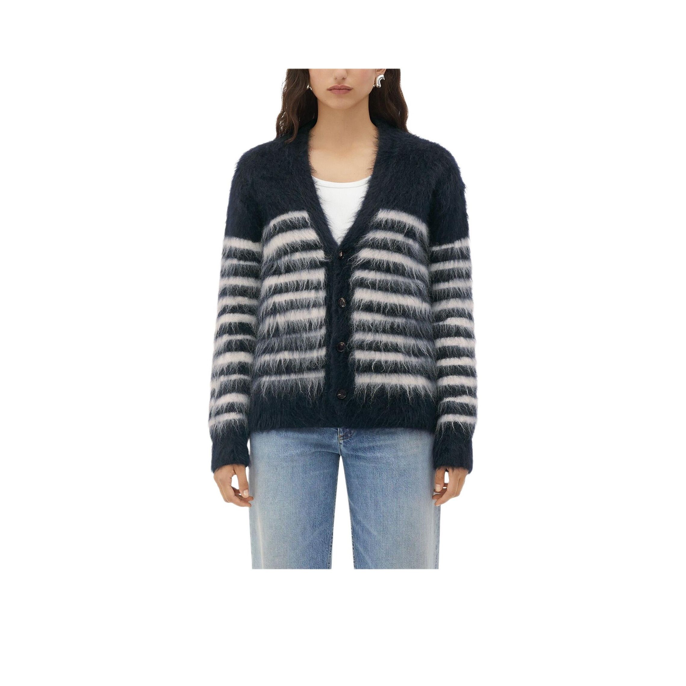 Bottega Veneta Bottega Veneta Mohair Stripe Cardigan Size L Size L / US 10 / IT 46 - 7 Thumbnail