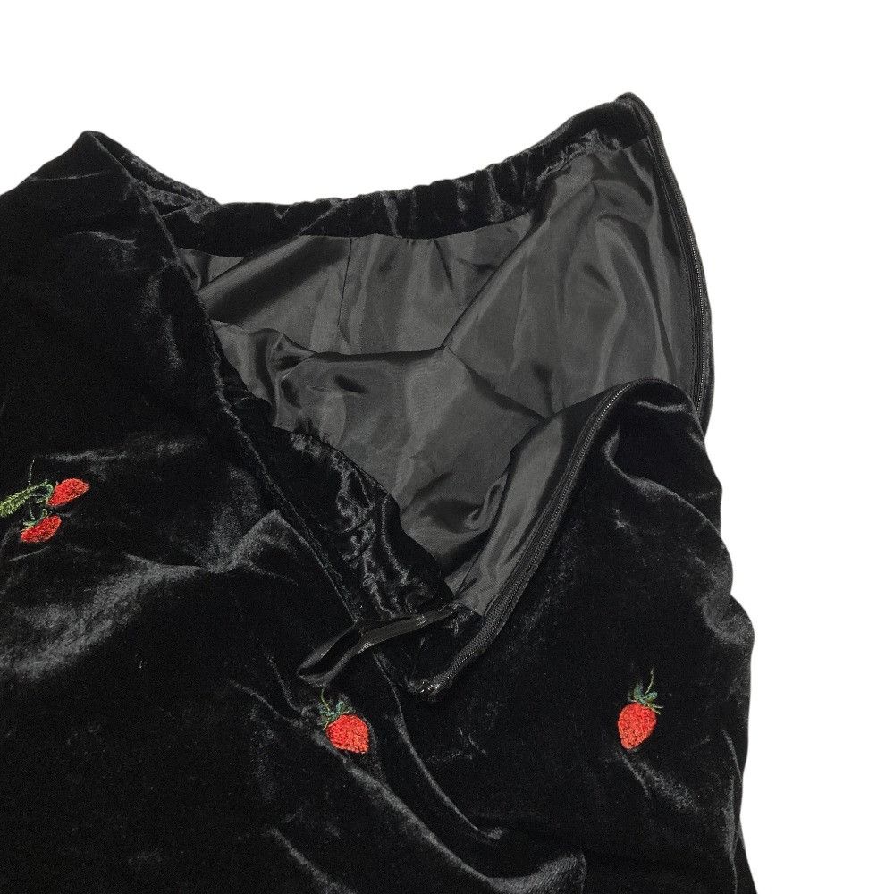 Other Other Tsuru by Mariko Oikawa Strawberry Embroidered Velvet Skirt Textile Skirts SK-2203440 DUTY FREE for USA Size ONE SIZE - 3 Thumbnail