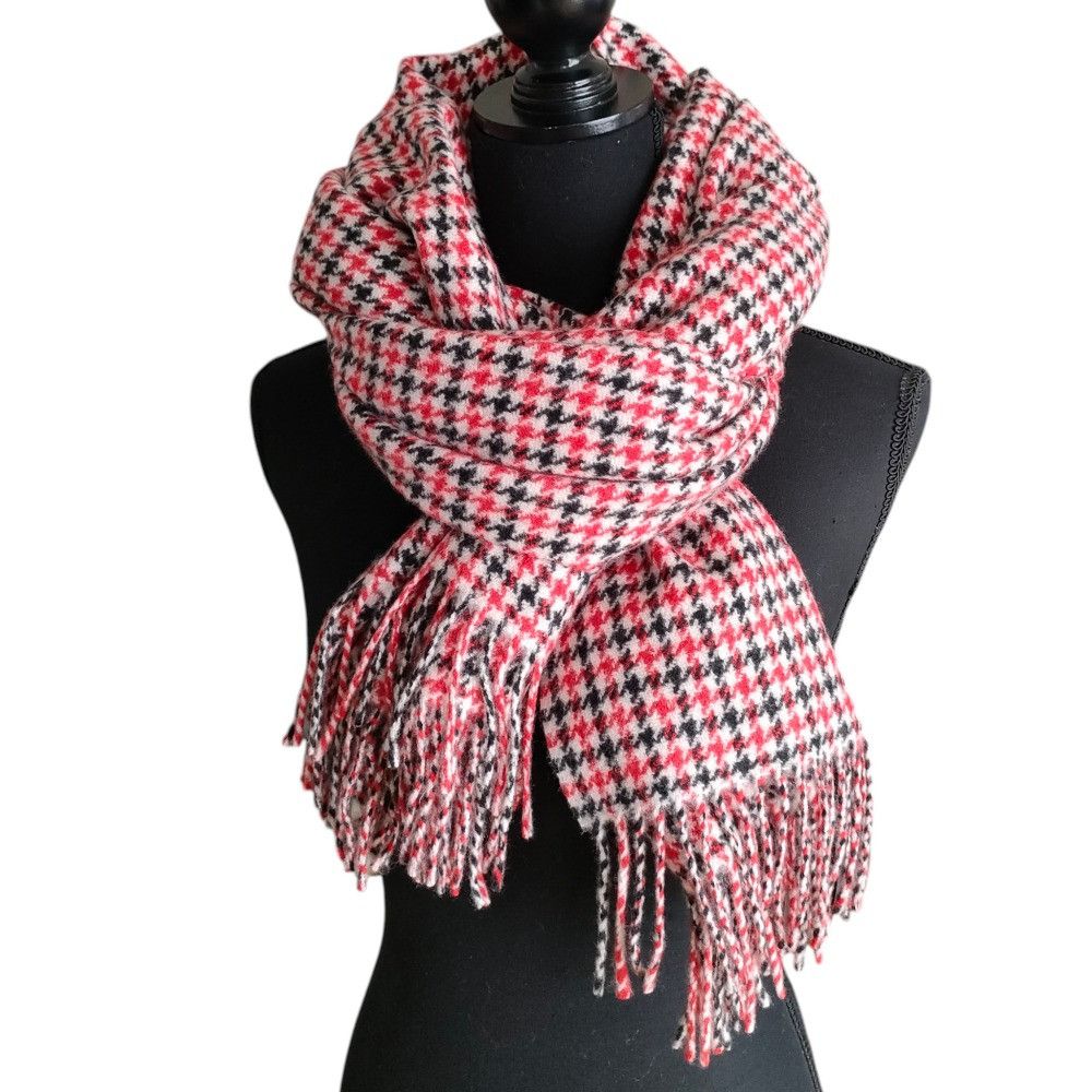 Other Other Joshua Ellis Cashmere Houndstooth Fringe Scarf Textile Scarf DUTY FREE for USA Size ONE SIZE - 6 Thumbnail