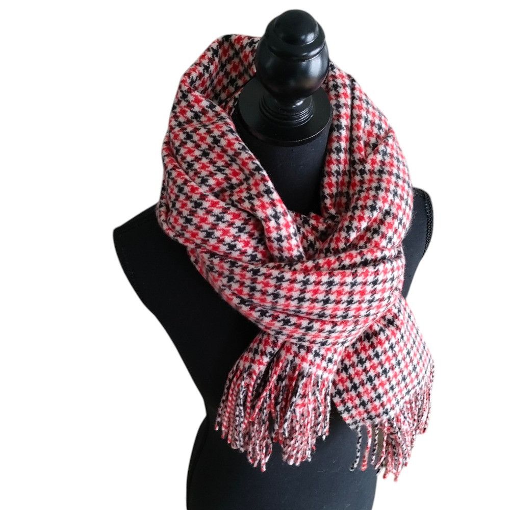 Other Other Joshua Ellis Cashmere Houndstooth Fringe Scarf Textile Scarf DUTY FREE for USA Size ONE SIZE - 7 Thumbnail