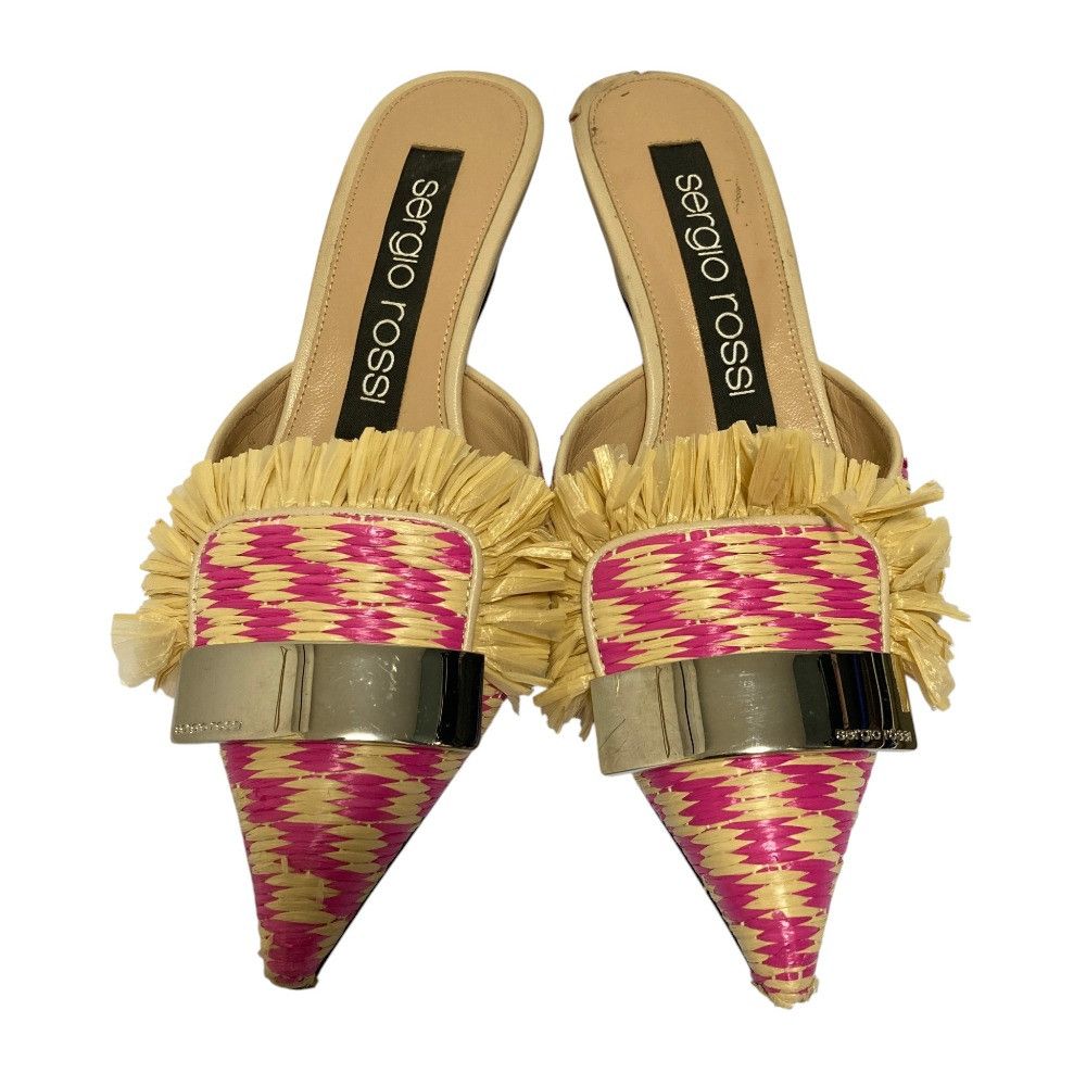 Other Other Sergio Rossi SR1 Raffia Mules Plant-based Shoes DUTY FREE for USA Size ONE SIZE - 2 Thumbnail