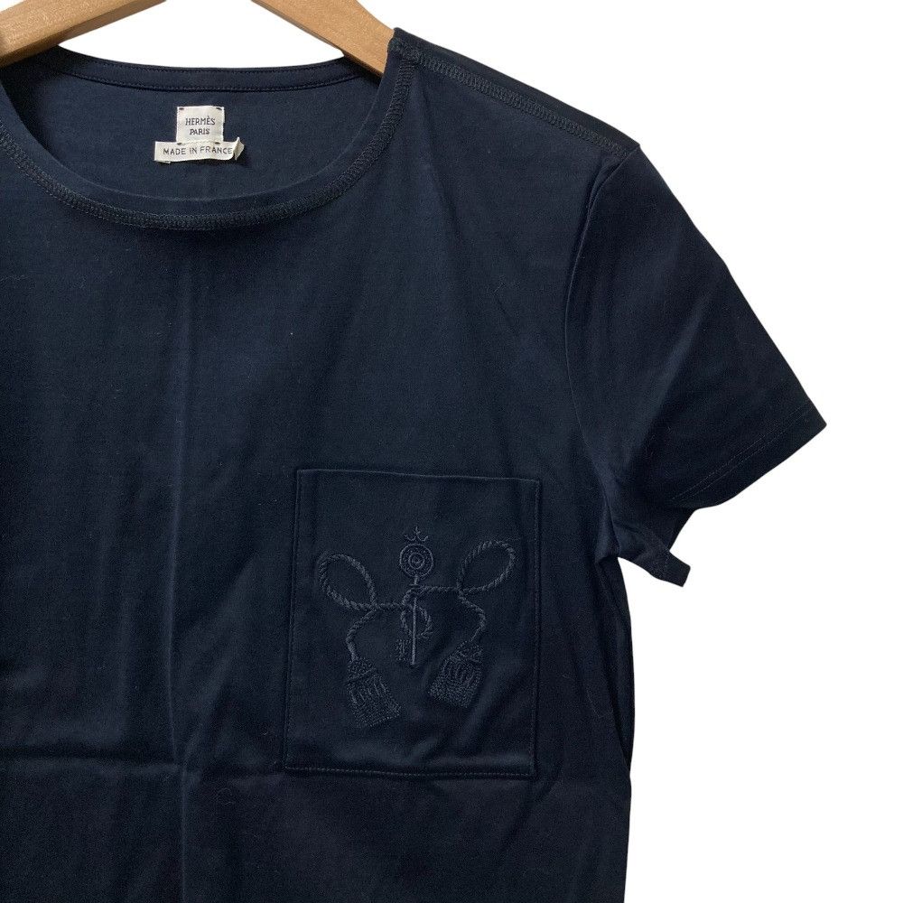 Hermes Hermes Hermes Embroidered Pocket Crewneck T Shirt Textile T-Shirts DUTY FREE for USA Size ONE SIZE - 2 Thumbnail
