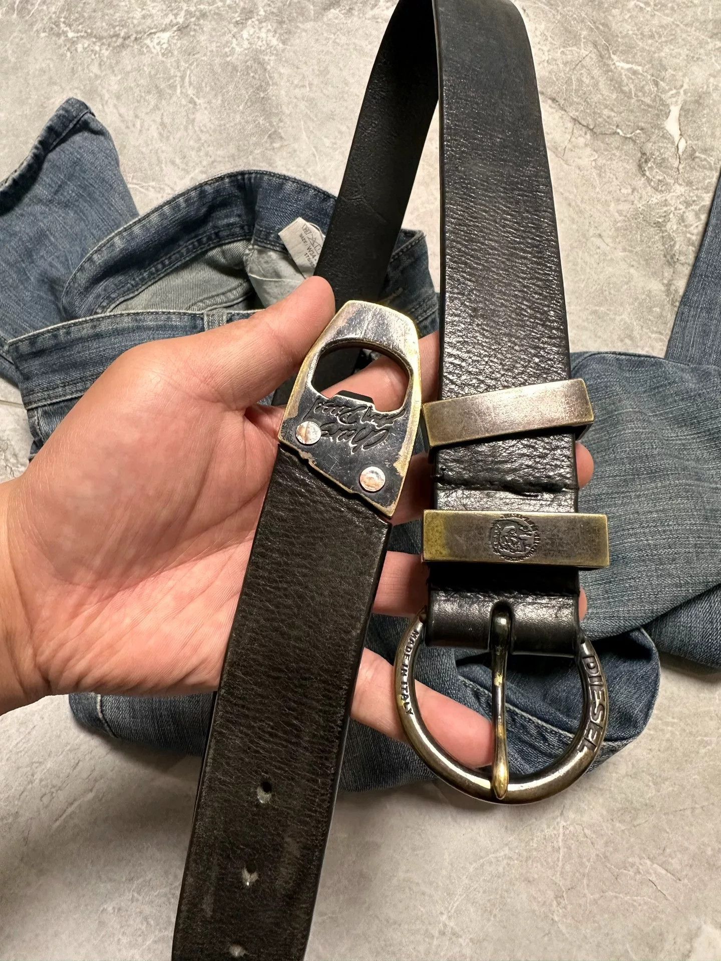 Diesel Vintage Diesel Made in Italy Leather Belt Size ONE SIZE - 2 Thumbnail