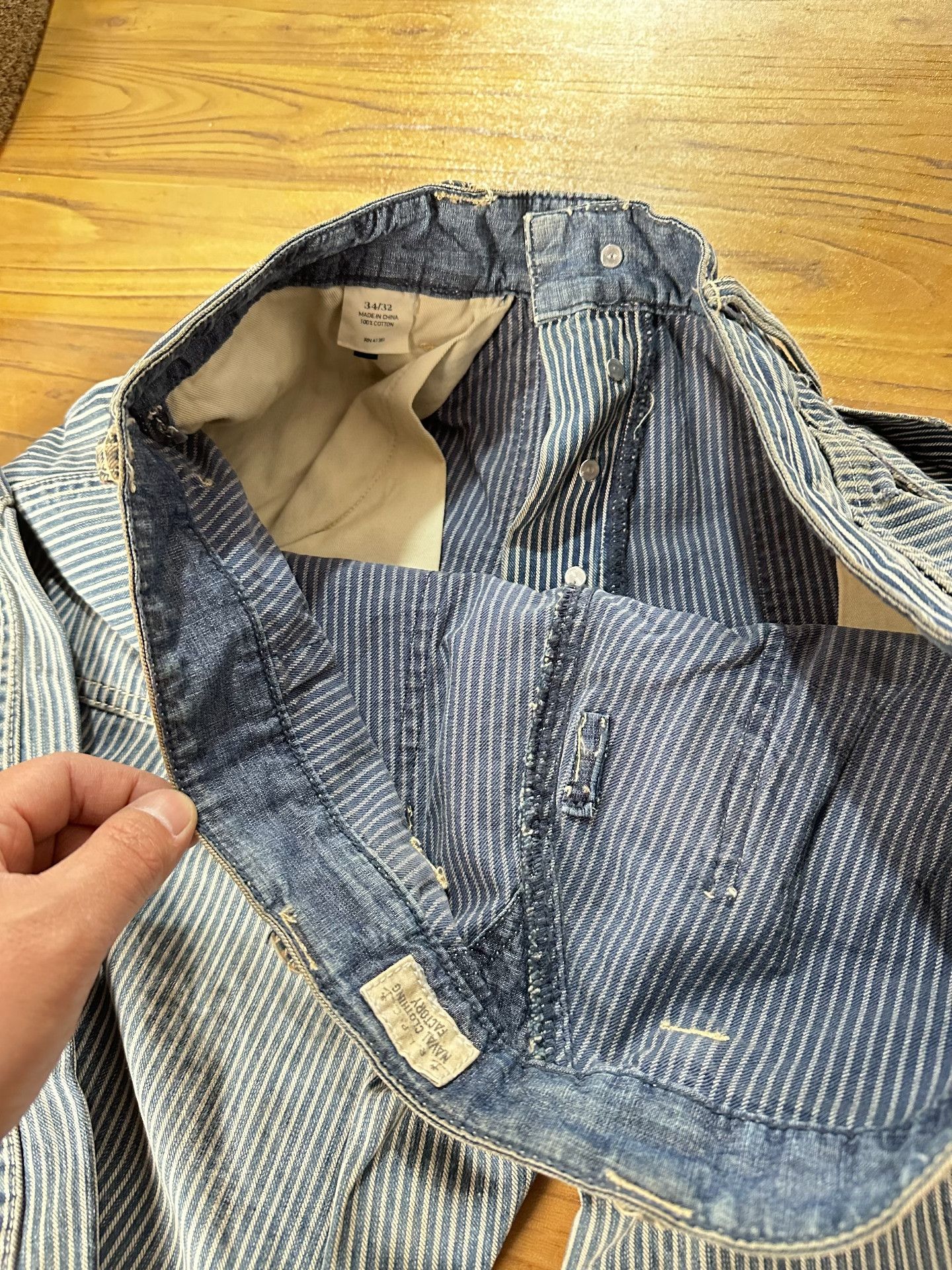 RRL Ralph Lauren RRL Vintage Blue White Striped Pants Size US 30 / EU 46 - 7 Thumbnail
