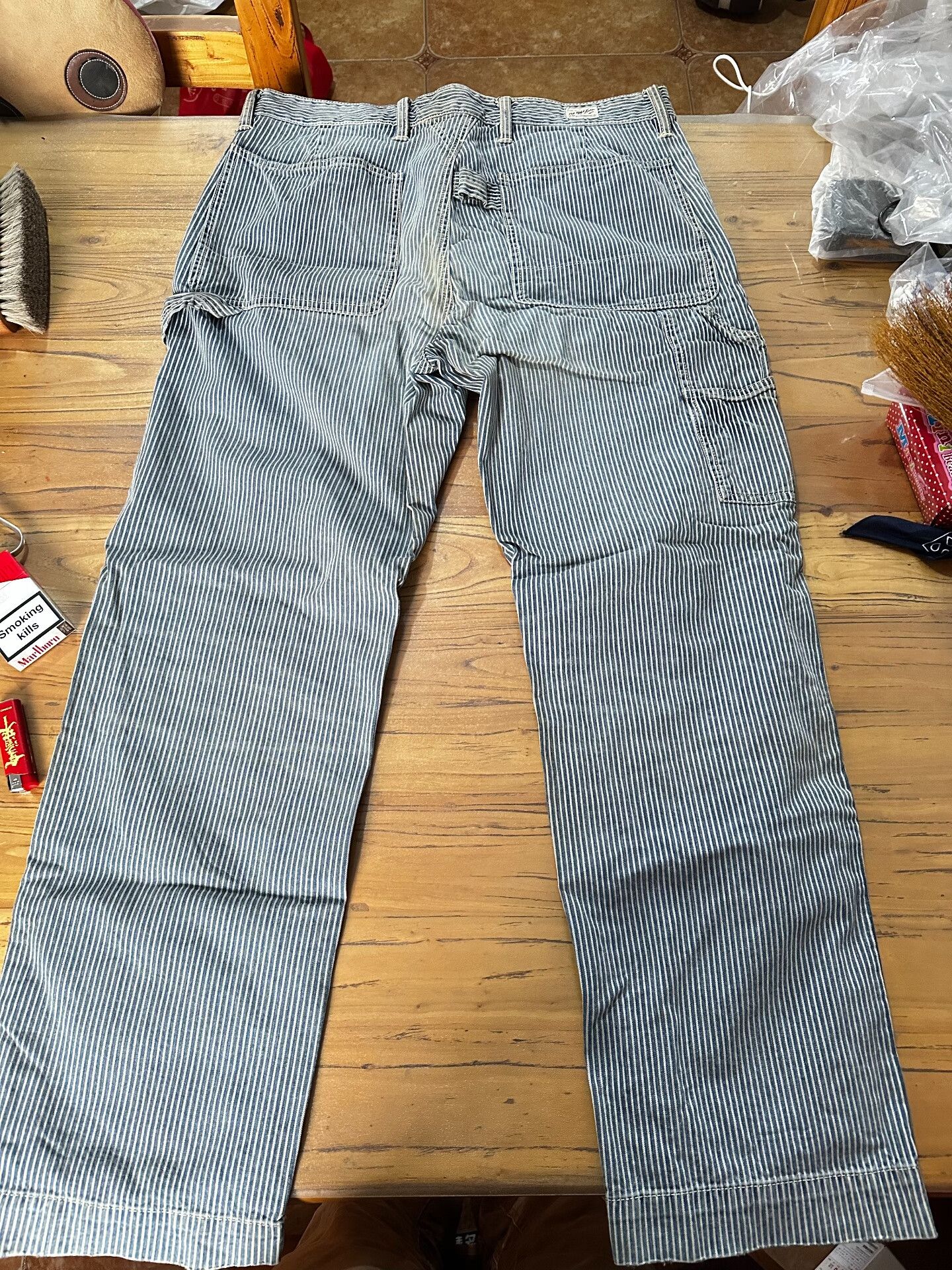 RRL Ralph Lauren RRL Vintage Blue White Striped Pants Size US 30 / EU 46 - 5 Thumbnail