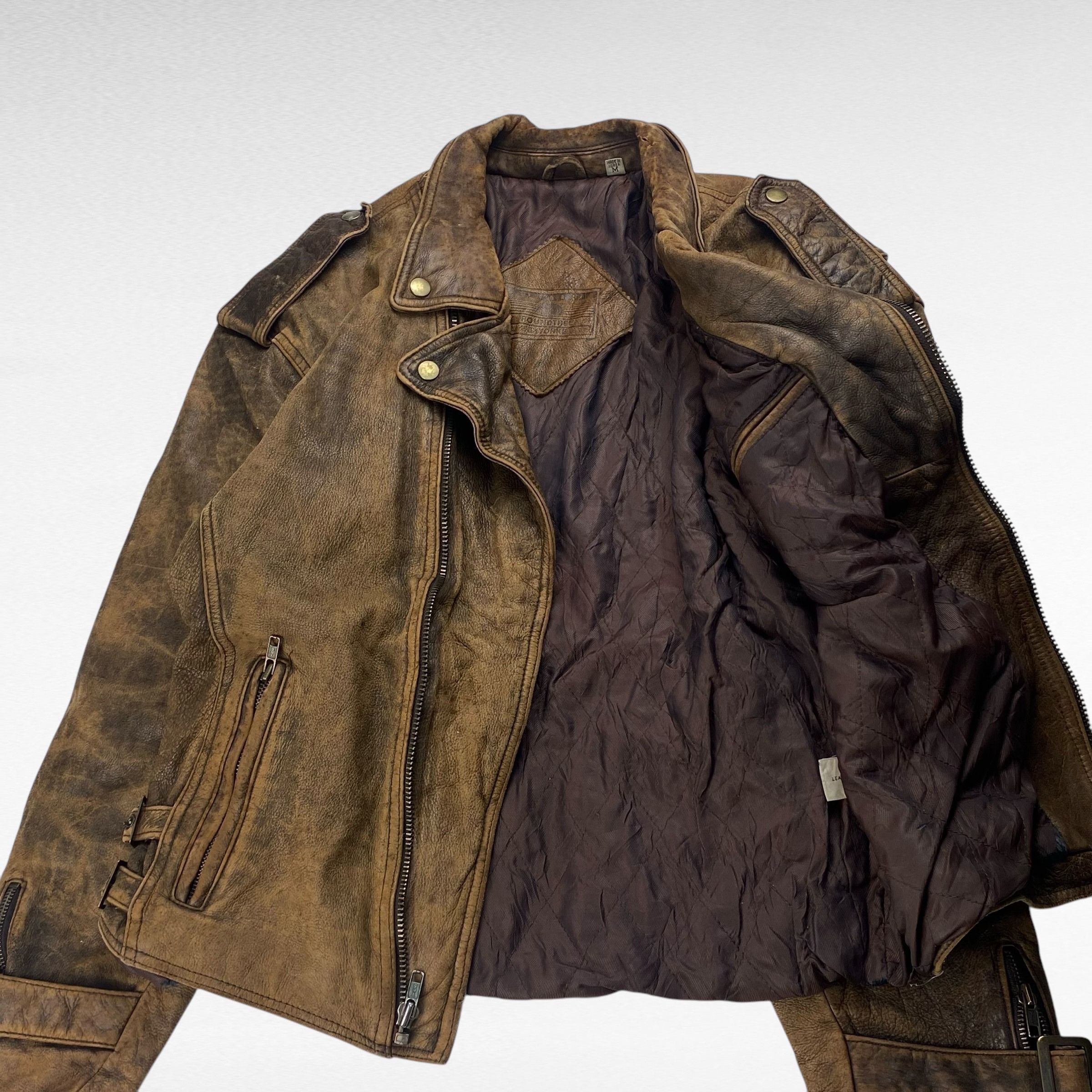 Vintage ROUNDTREE 90s Leather Jacket Brown Size M Size US M / EU 48-50 / 2 - 4 Thumbnail