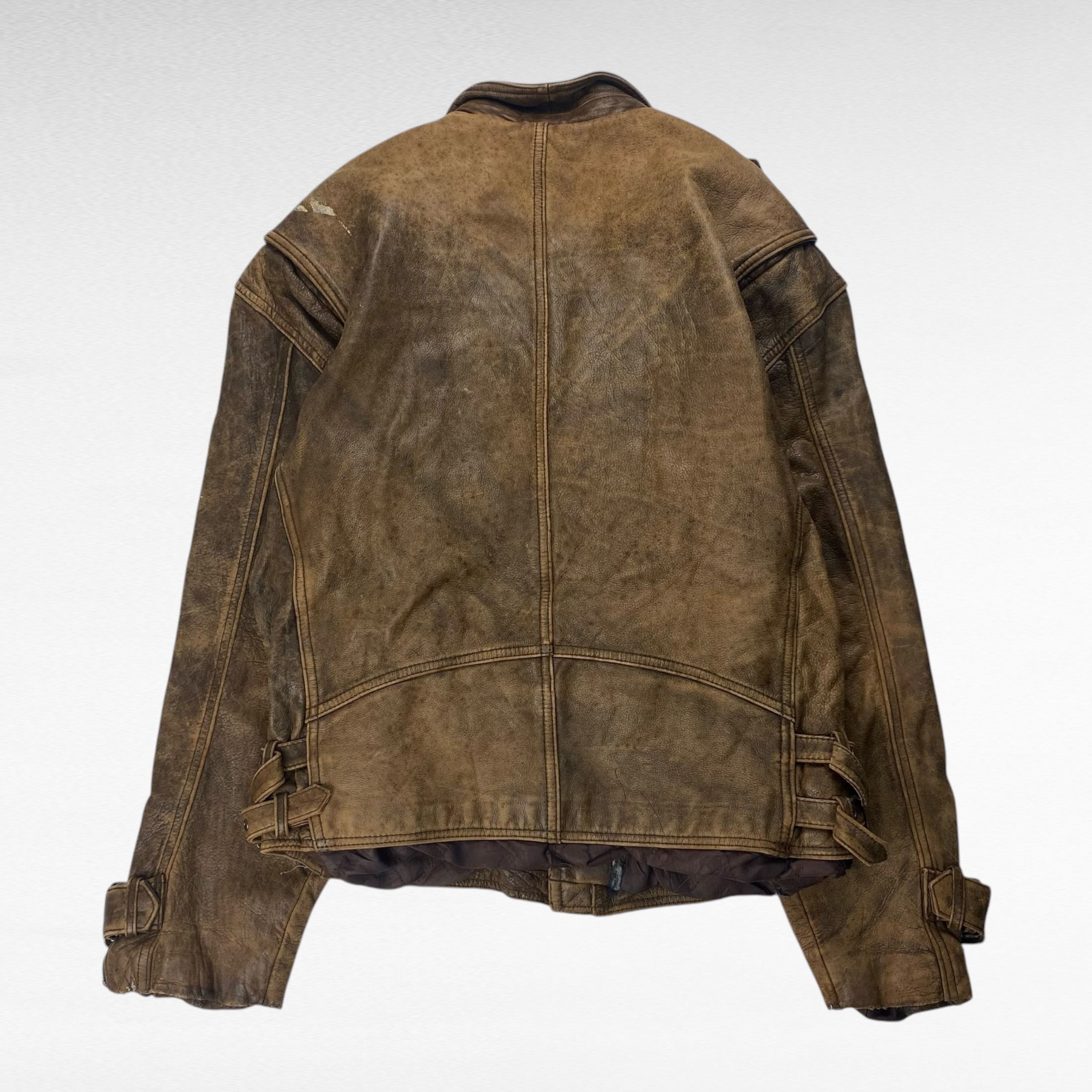 Vintage ROUNDTREE 90s Leather Jacket Brown Size M Size US M / EU 48-50 / 2 - 2 Thumbnail