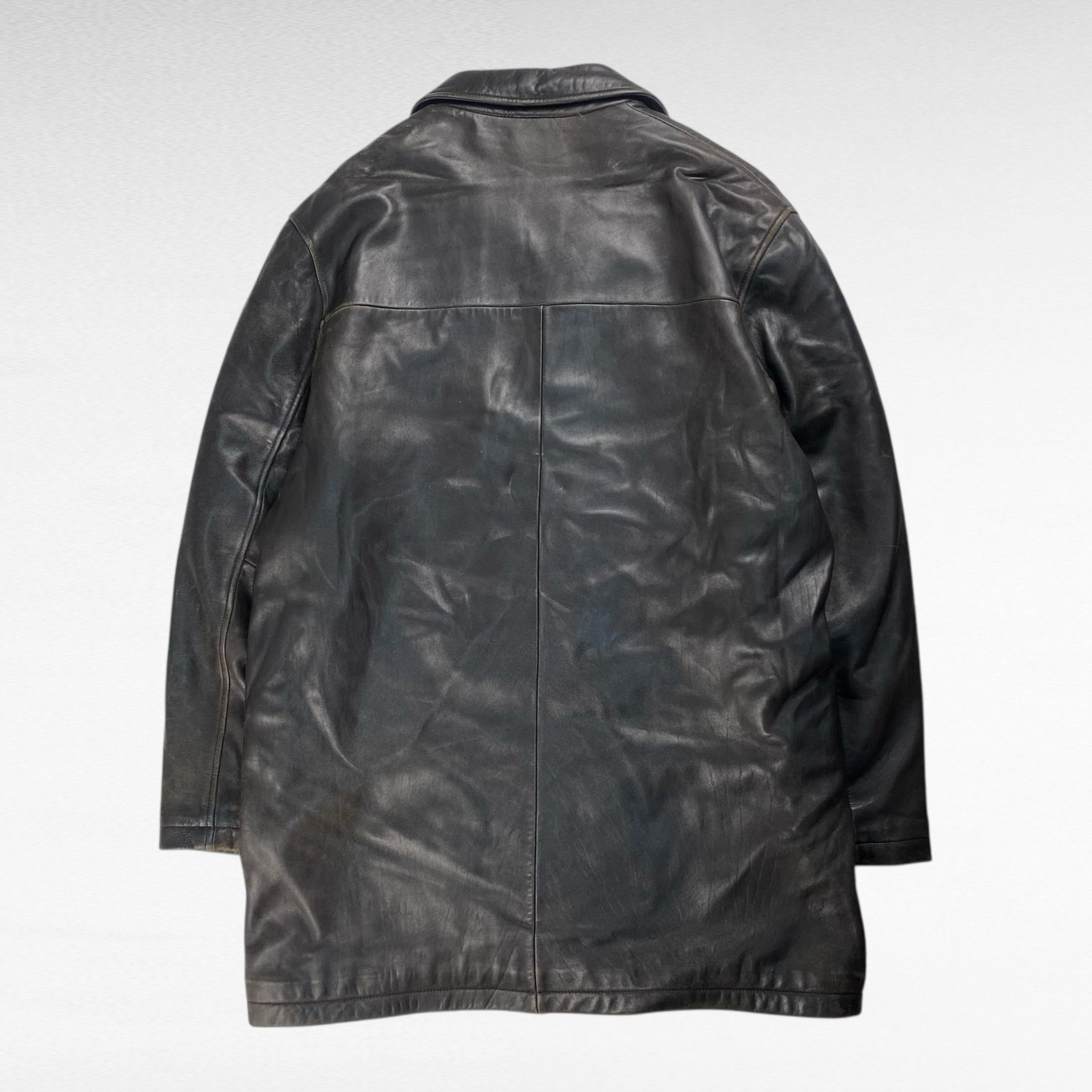 Vintage BROOKS SPORT Open Collar Leather Coat Brown Size L Size US L / EU 52-54 / 3 - 2 Thumbnail