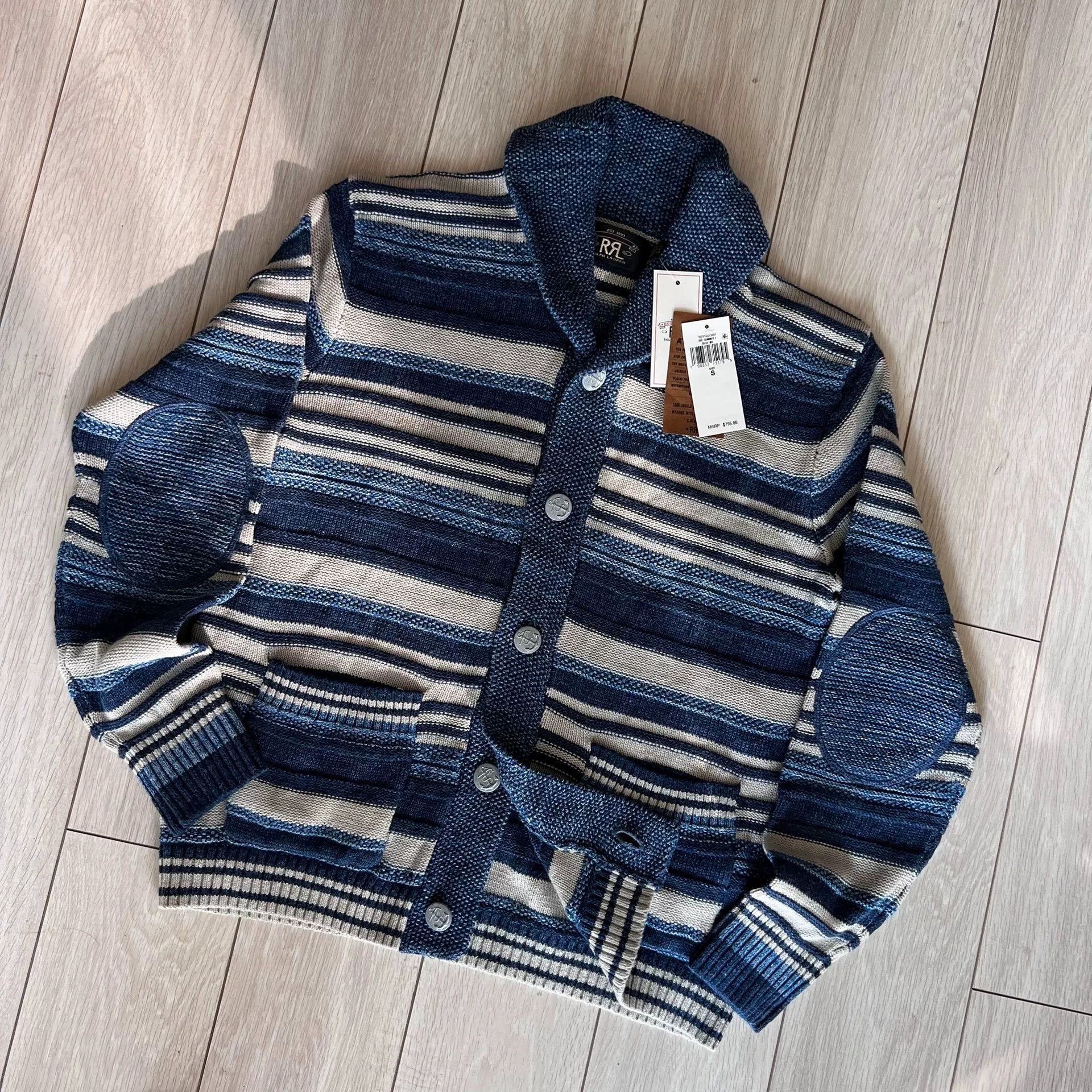 RRL Ralph Lauren RRL 2025 SS Indigo Stripe Knit Cardigan Size US M / EU 48-50 / 2 - 7 Thumbnail