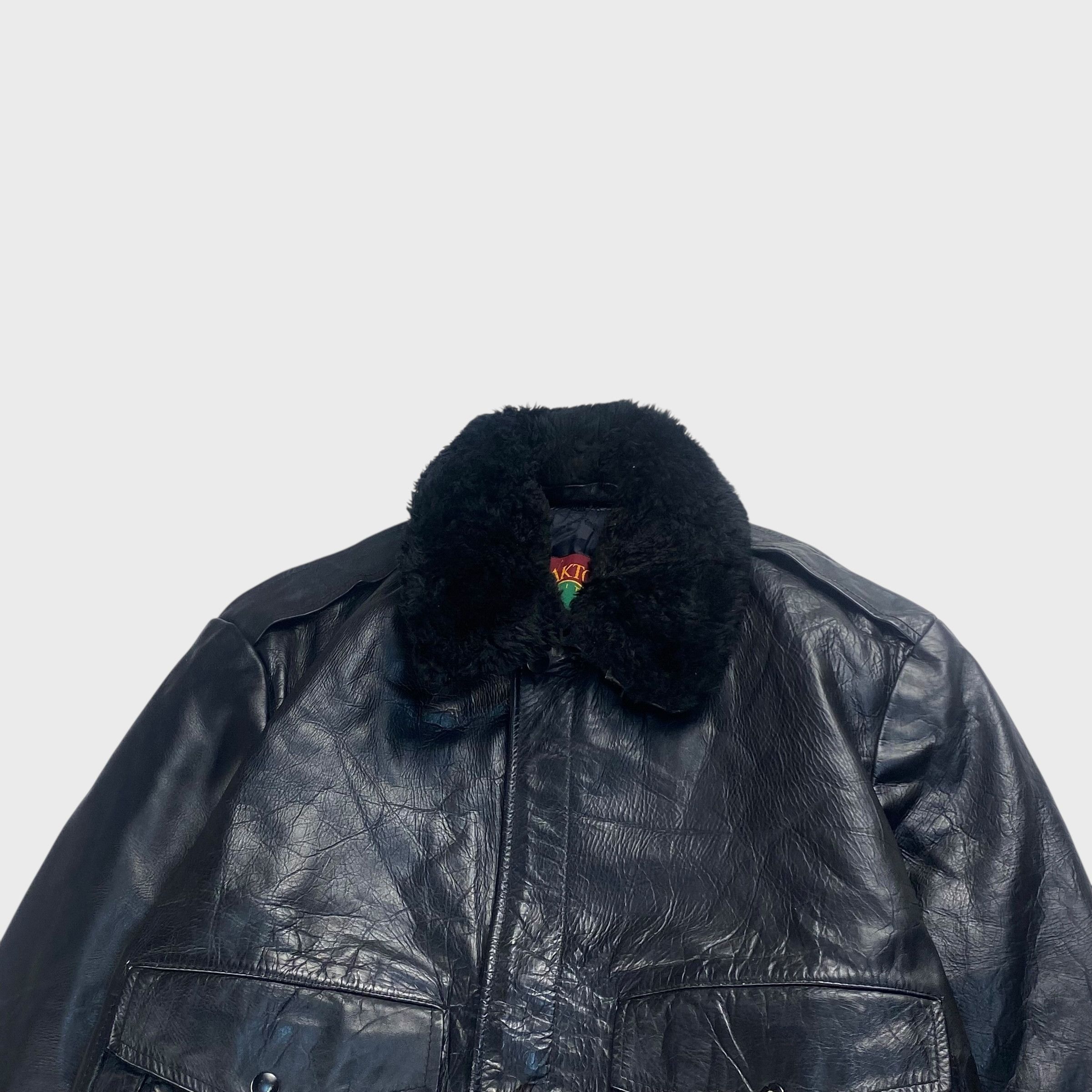 Vintage OAKTON 80s Leather Jacket Black Size L Size US L / EU 52-54 / 3 - 5 Thumbnail