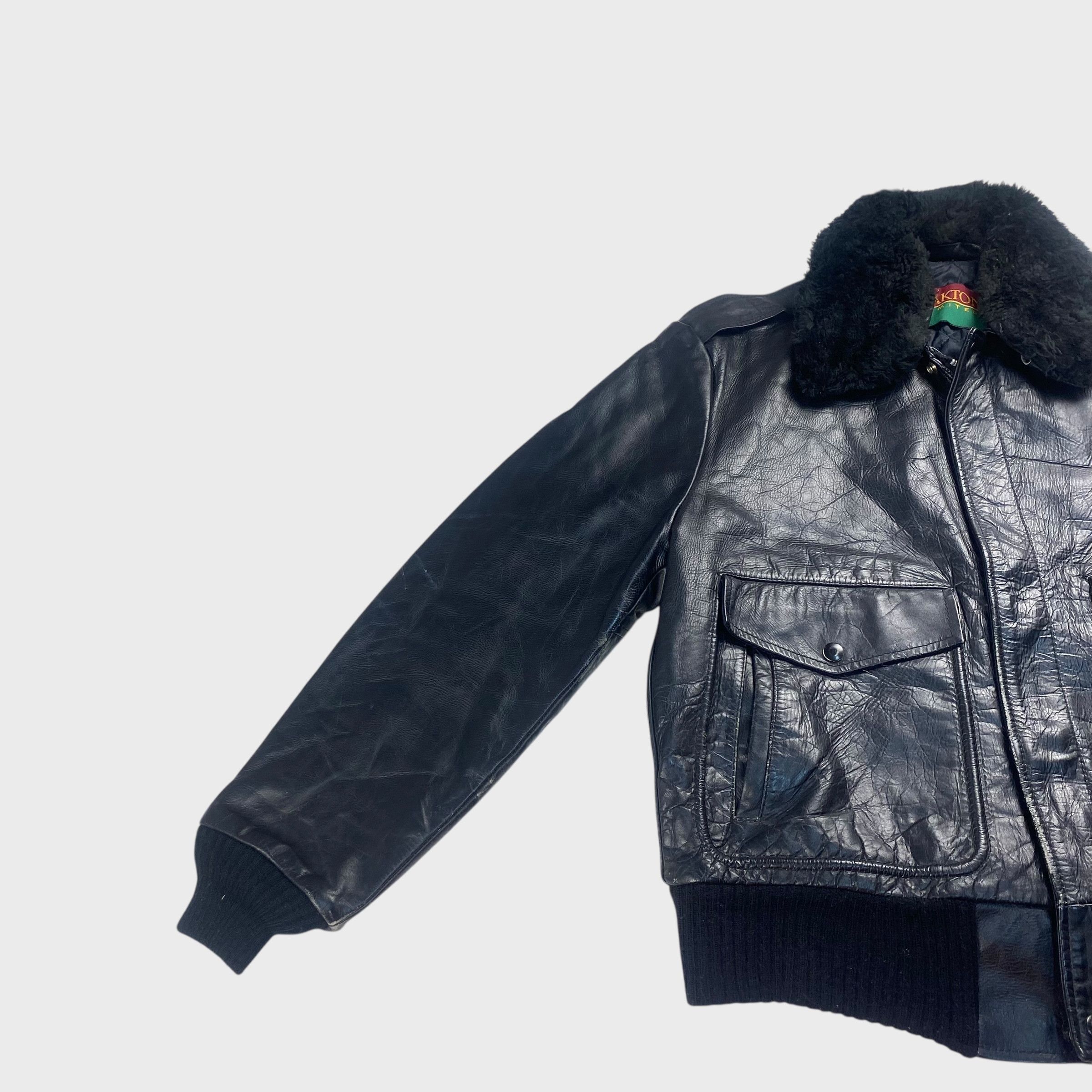 Vintage OAKTON 80s Leather Jacket Black Size L Size US L / EU 52-54 / 3 - 3 Thumbnail
