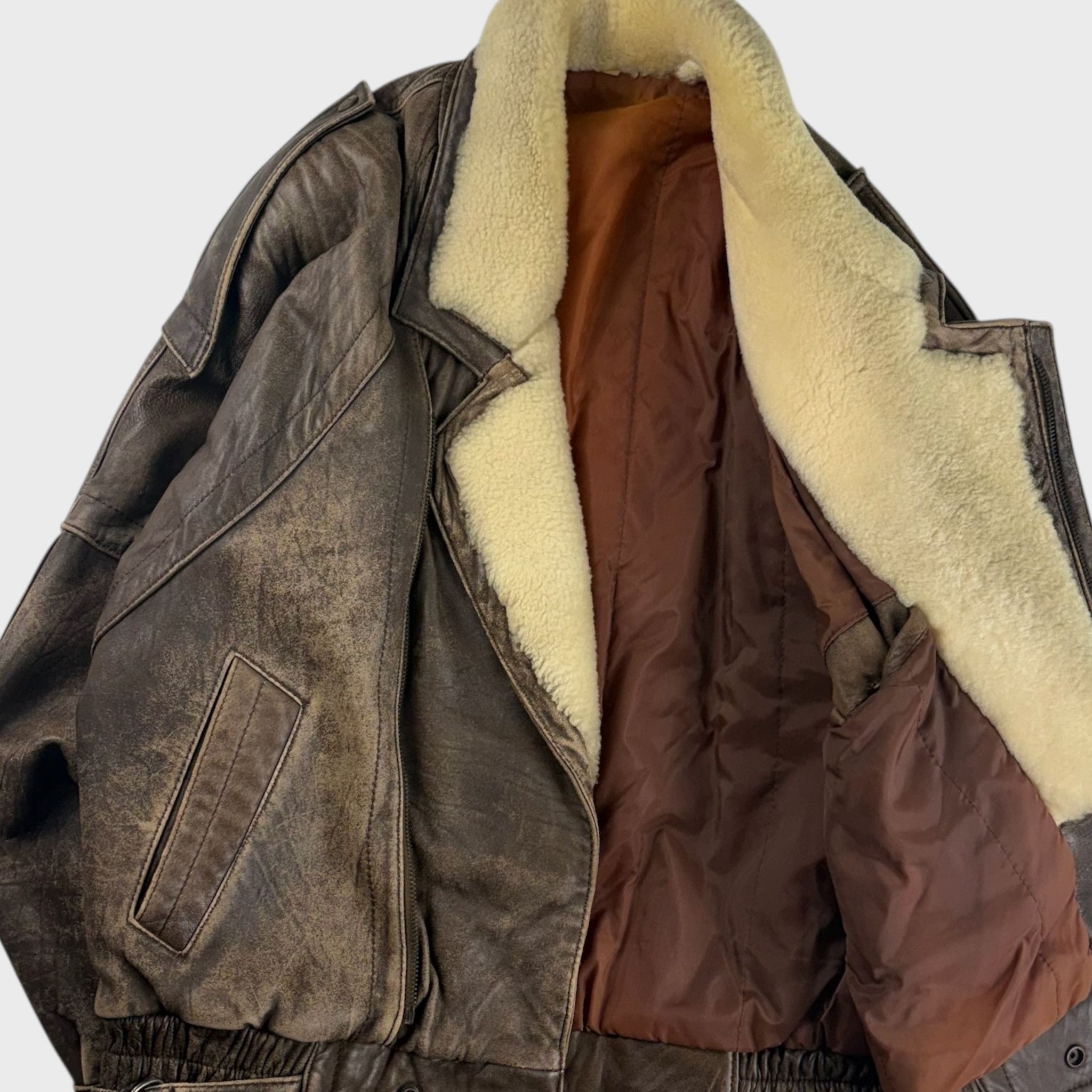 Vintage unknown Leather Jacket Brown Size L Size US L / EU 52-54 / 3 - 4 Thumbnail