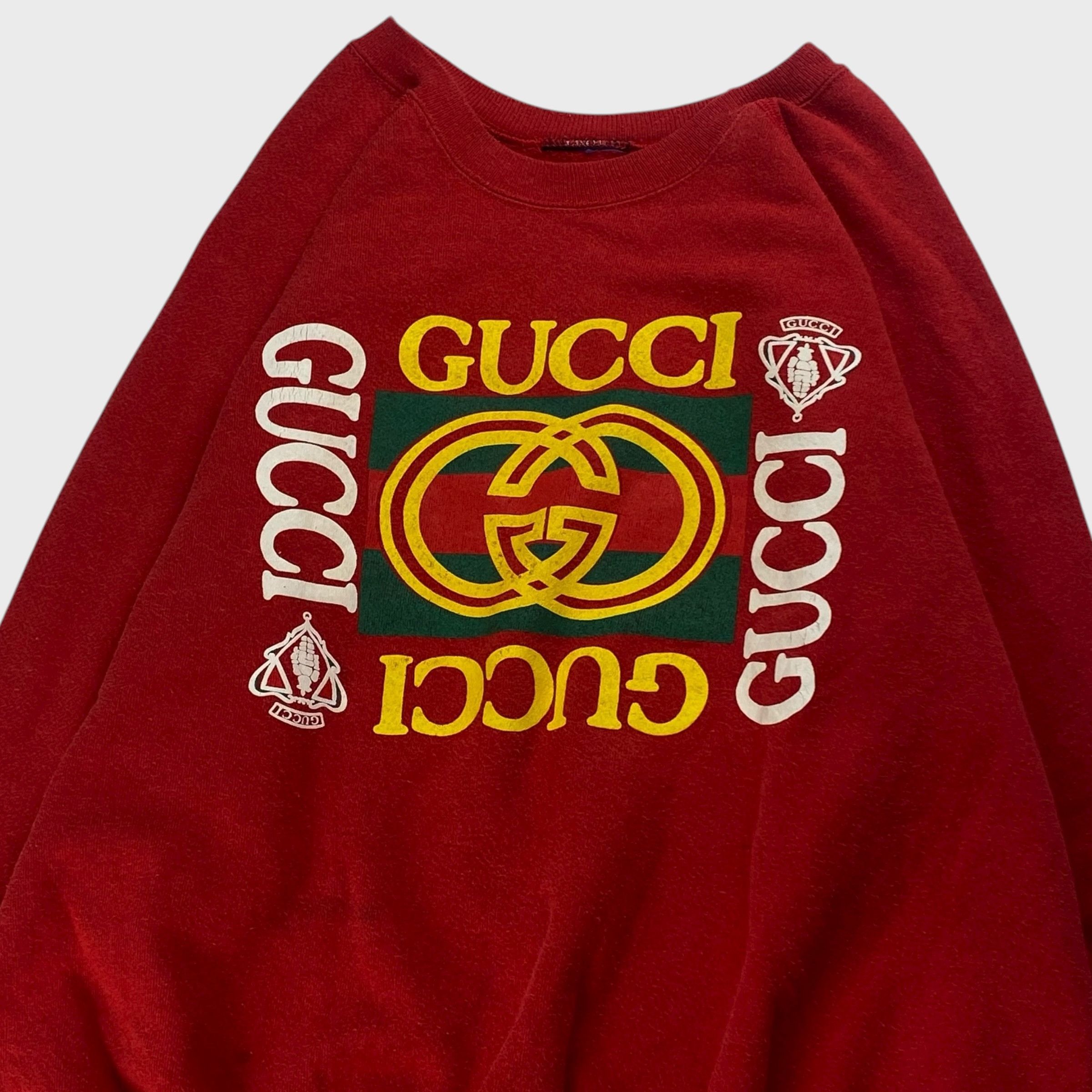 Vintage GUCCI(bootleg) Sweatshirt Red Size L Size US L / EU 52-54 / 3 - 5 Thumbnail