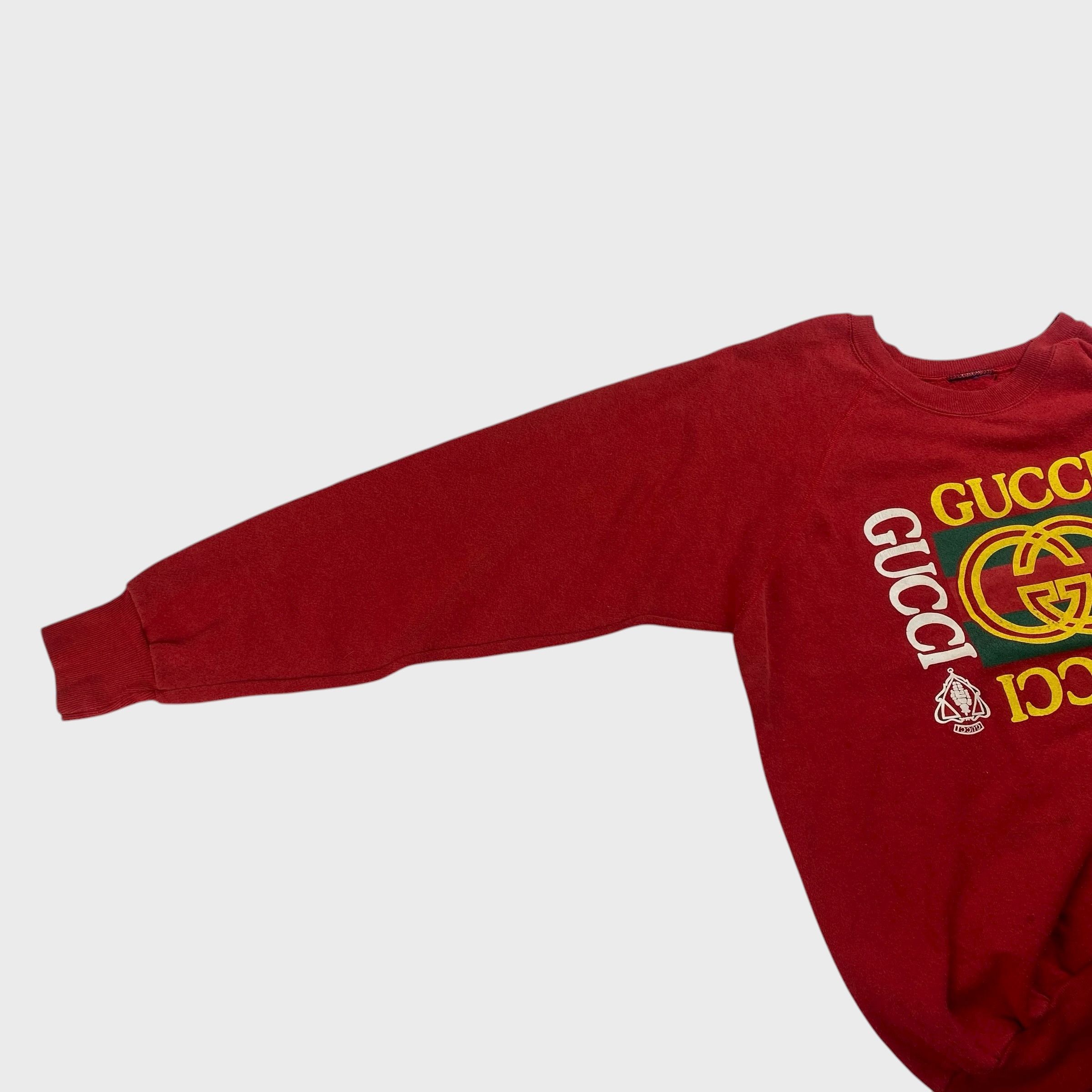 Vintage GUCCI(bootleg) Sweatshirt Red Size L Size US L / EU 52-54 / 3 - 3 Thumbnail