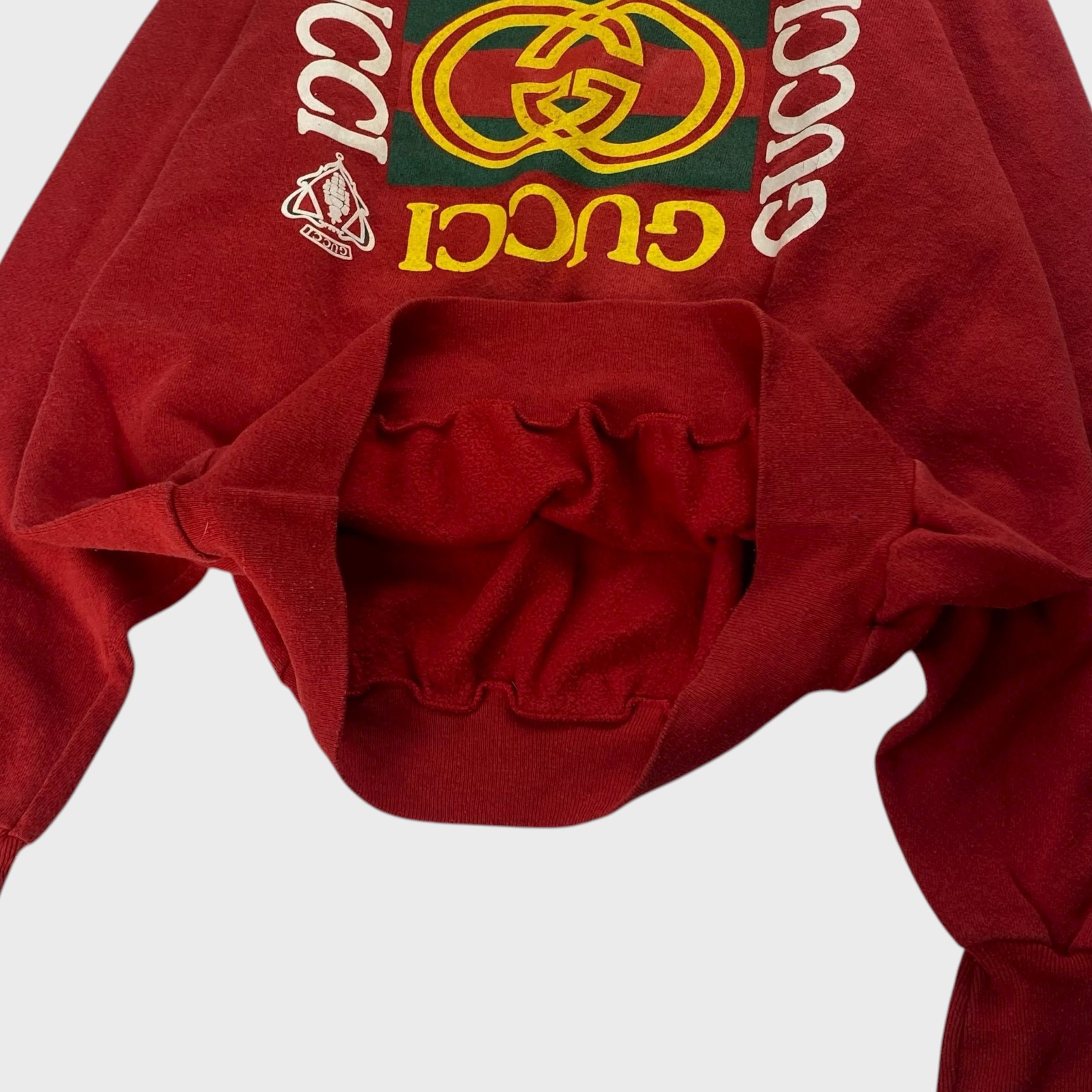 Vintage GUCCI(bootleg) Sweatshirt Red Size L Size US L / EU 52-54 / 3 - 4 Thumbnail