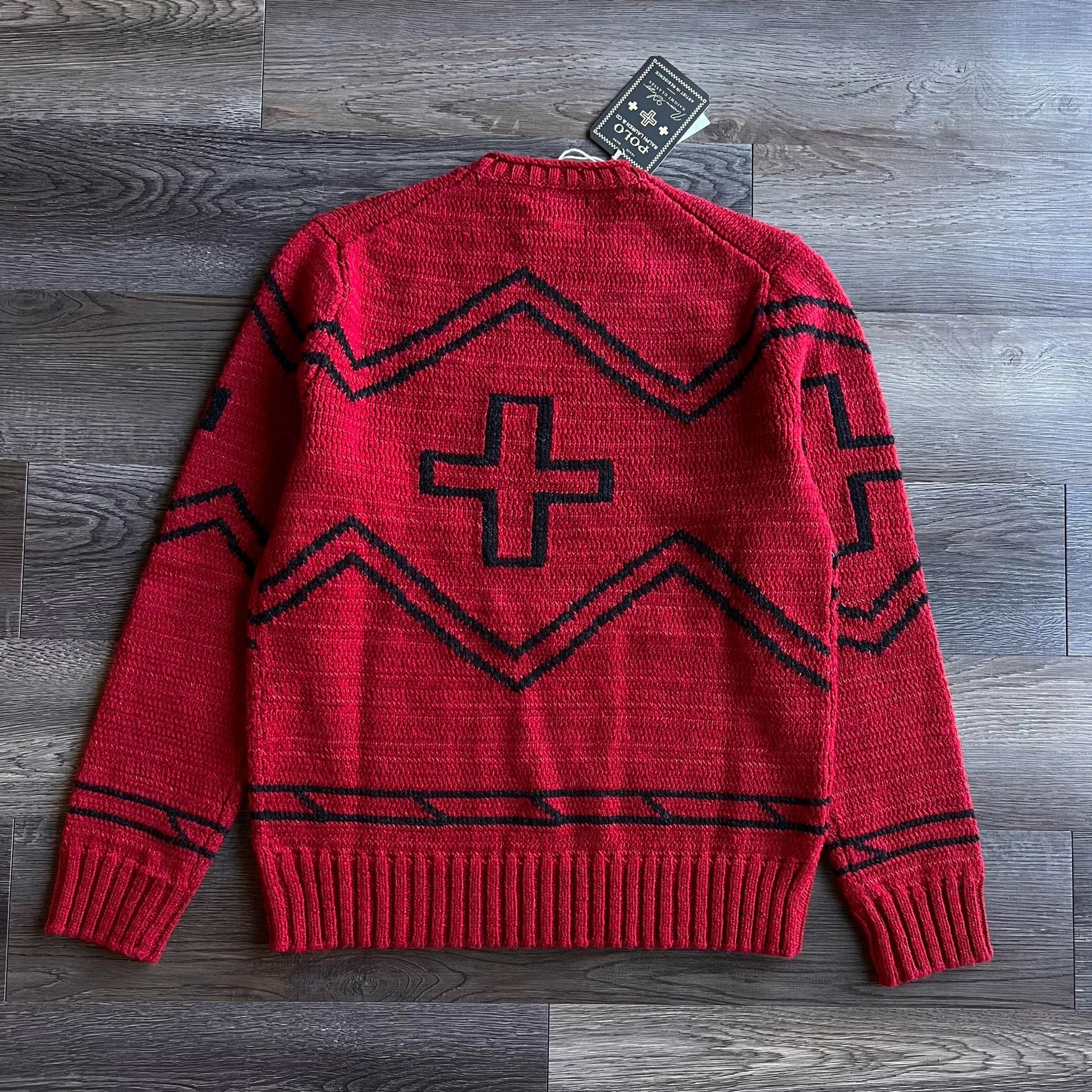 RRL Ralph Lauren PRL x Naiomi Navajo Cross Red Sweater Size US L / EU 52-54 / 3 - 6 Thumbnail