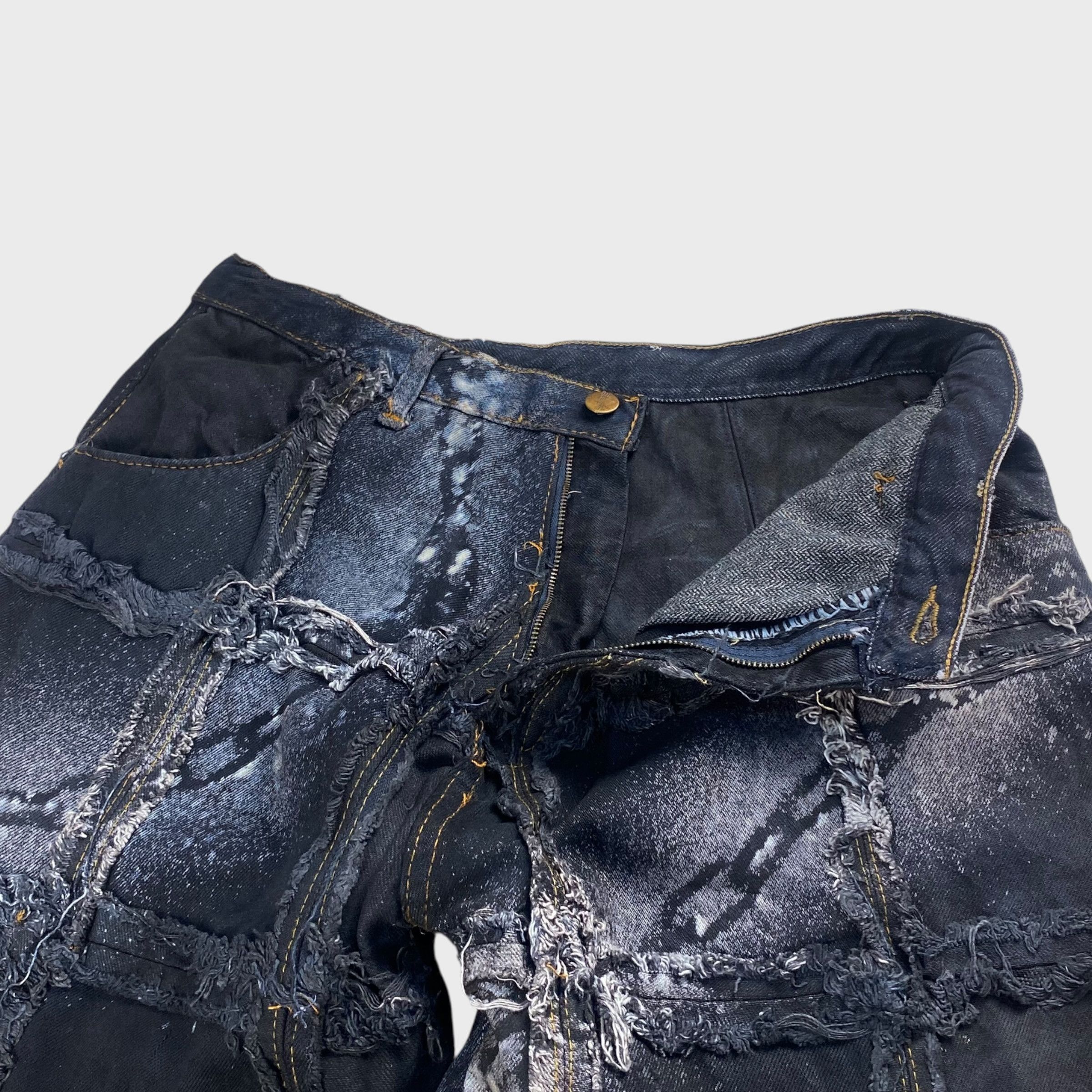 Vintage REMAKE Reconstructed Patchwork Chain Black Baggy Size 31 Size US 31 - 3 Thumbnail