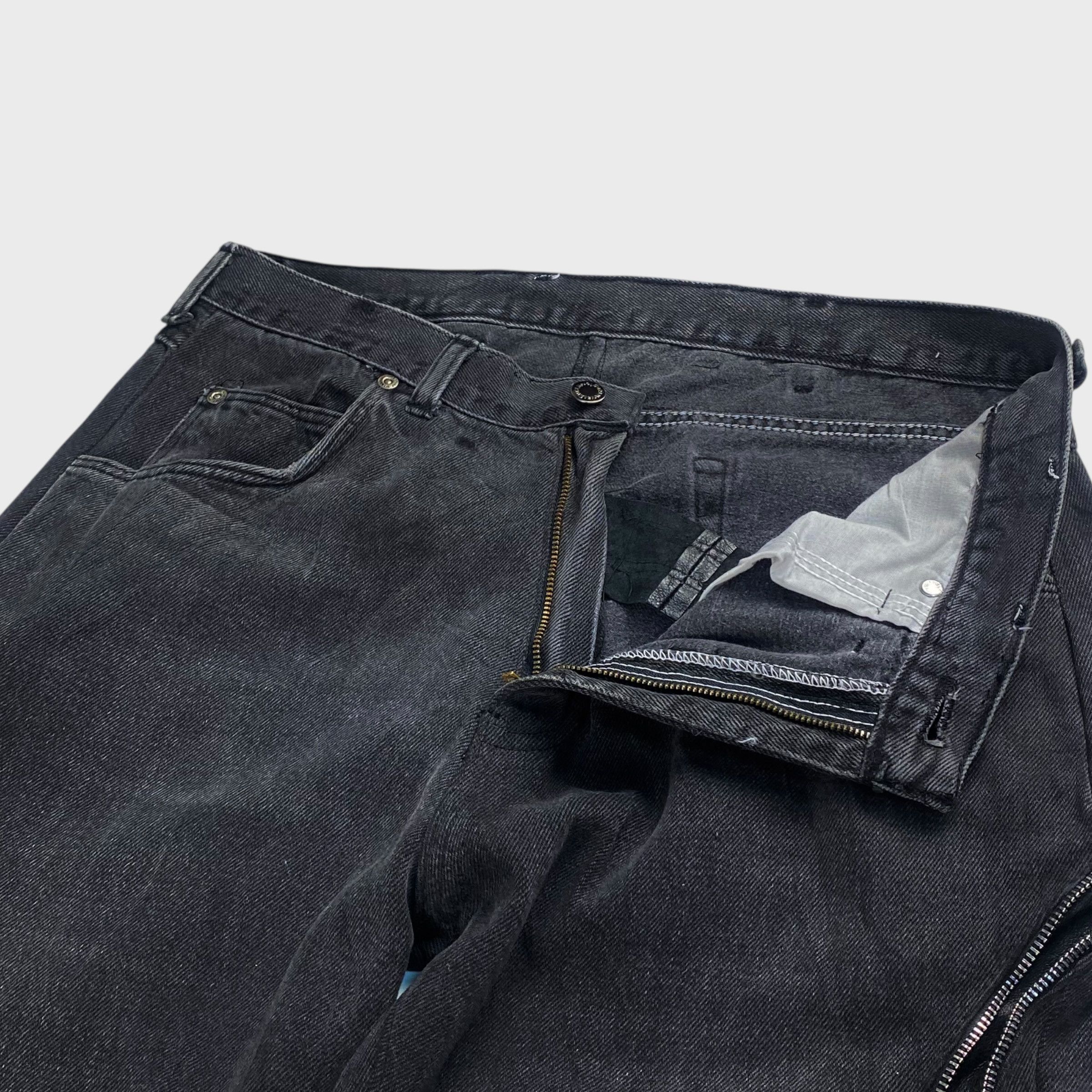 Vintage REMAKE Reconstructed Denim x Leather Zip Flare Pants Size 32 Size US 32 / EU 48 - 3 Thumbnail
