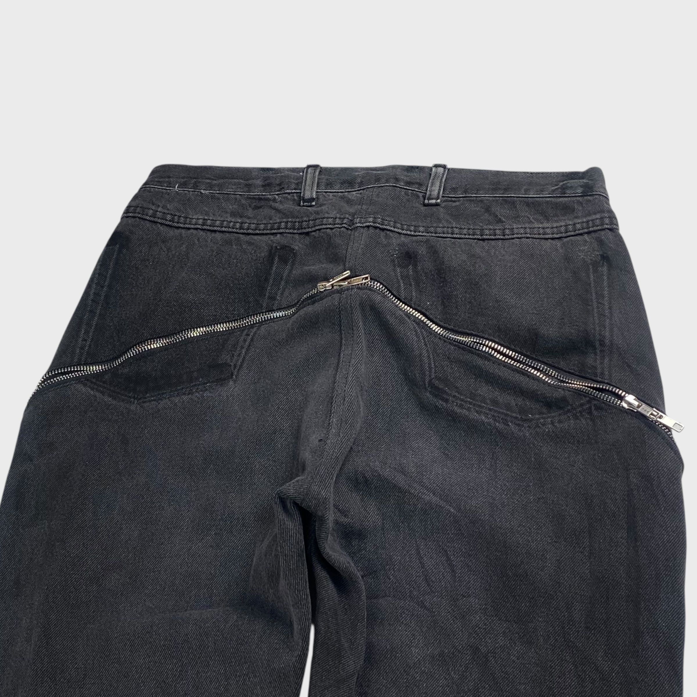 Vintage REMAKE Reconstructed Denim x Leather Zip Flare Pants Size 32 Size US 32 / EU 48 - 4 Thumbnail