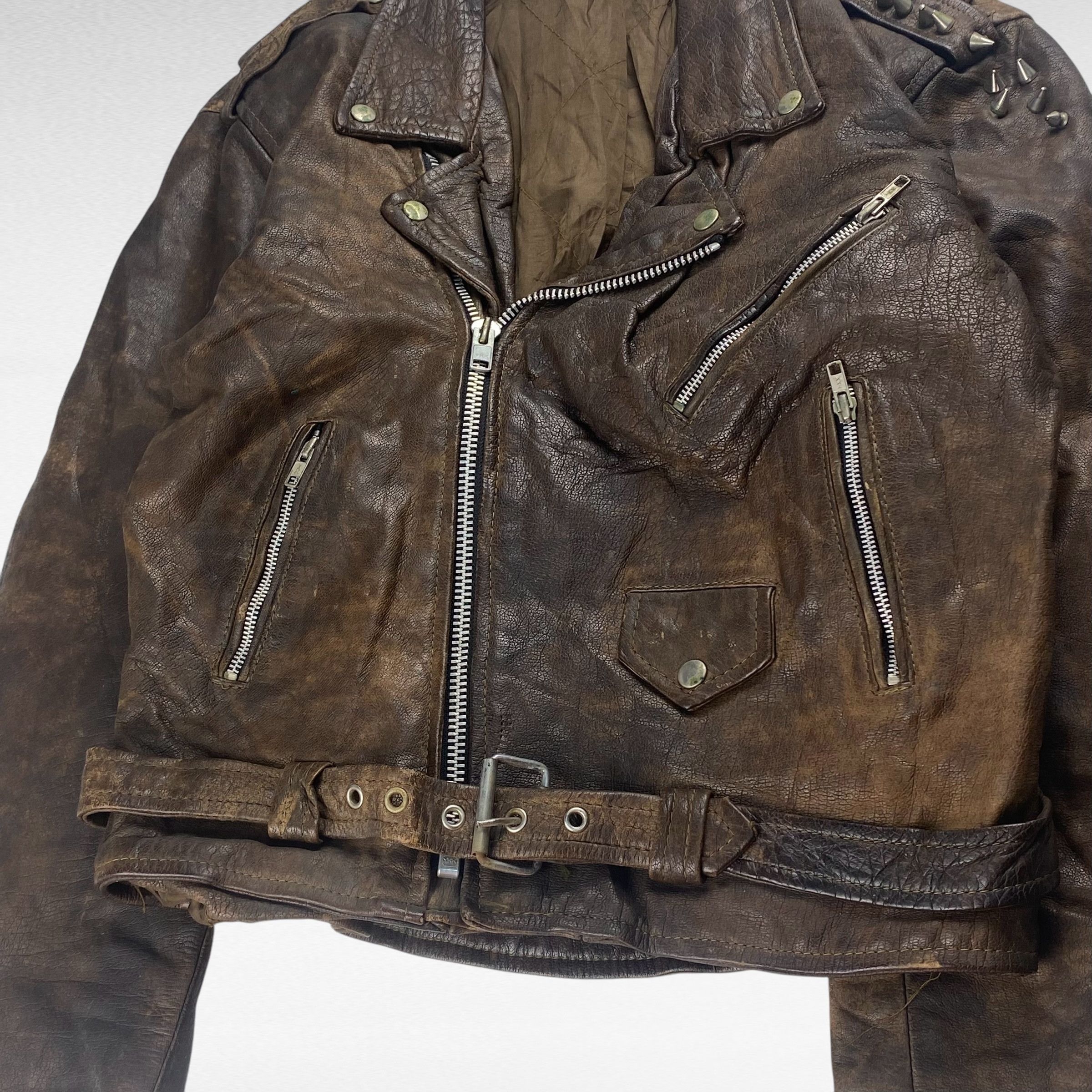 Vintage USED Brown Genuine Leather Double Rider Studs Size M Size US M / EU 48-50 / 2 - 5 Thumbnail