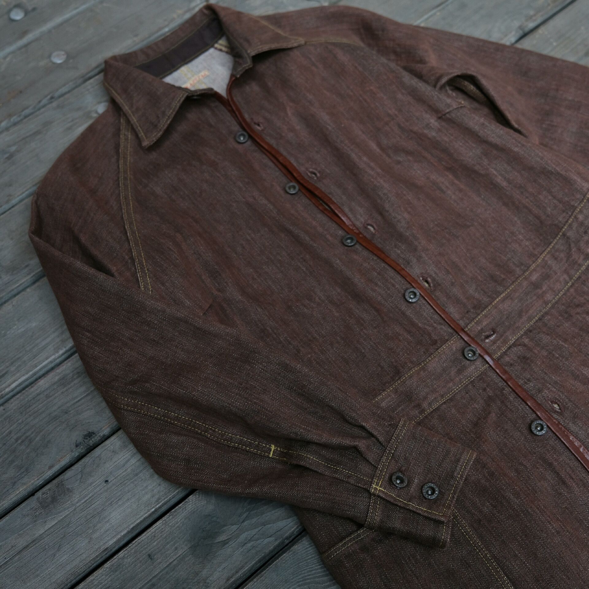 Kapital KAPITAL Vintage Persimmon Dyed Denim Trench Size S / US 4 / IT 40 - 4 Thumbnail