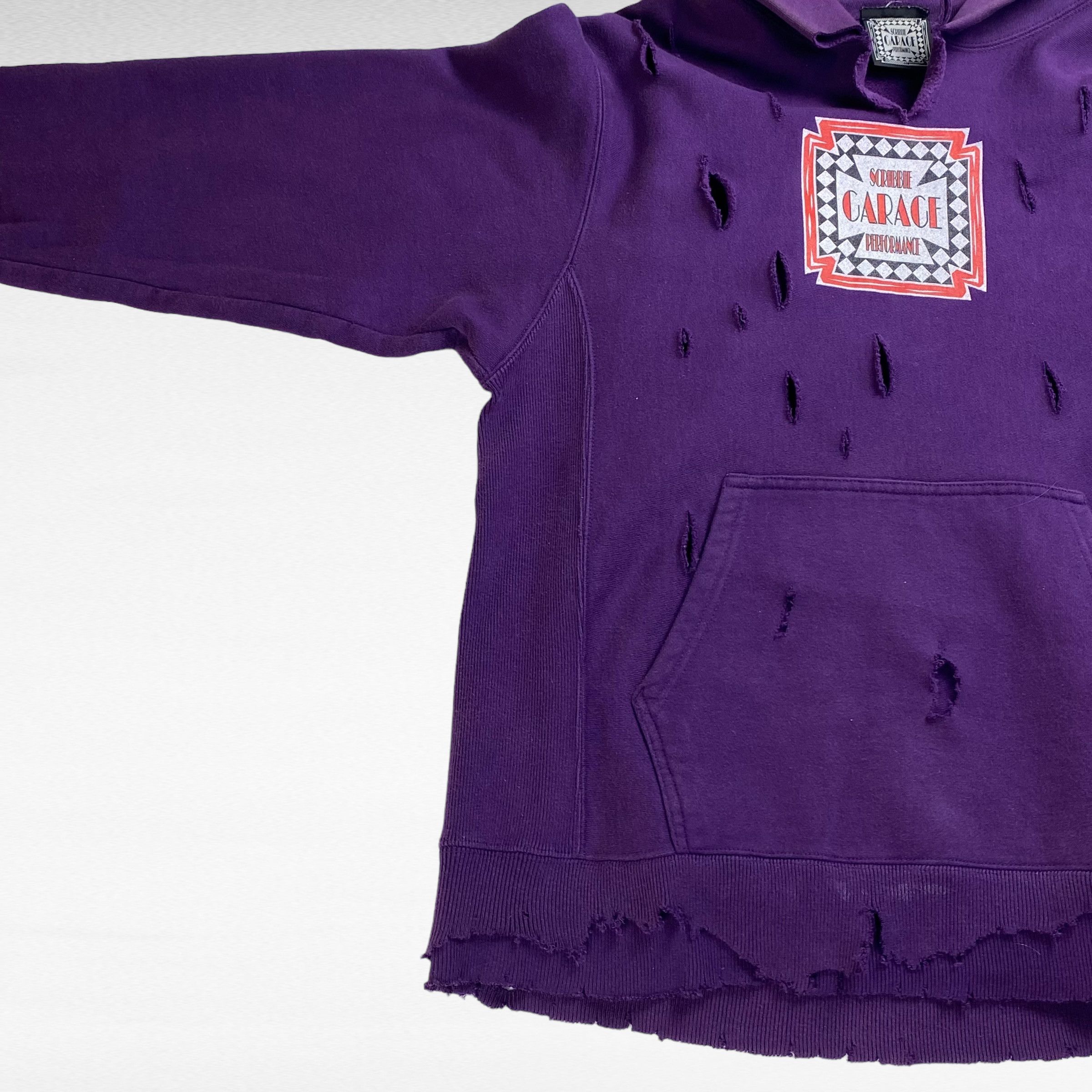 Vintage CARACE Remake Boro Reverse Weave Sweat Hoodie Purple Size M Size US M / EU 48-50 / 2 - 5 Thumbnail