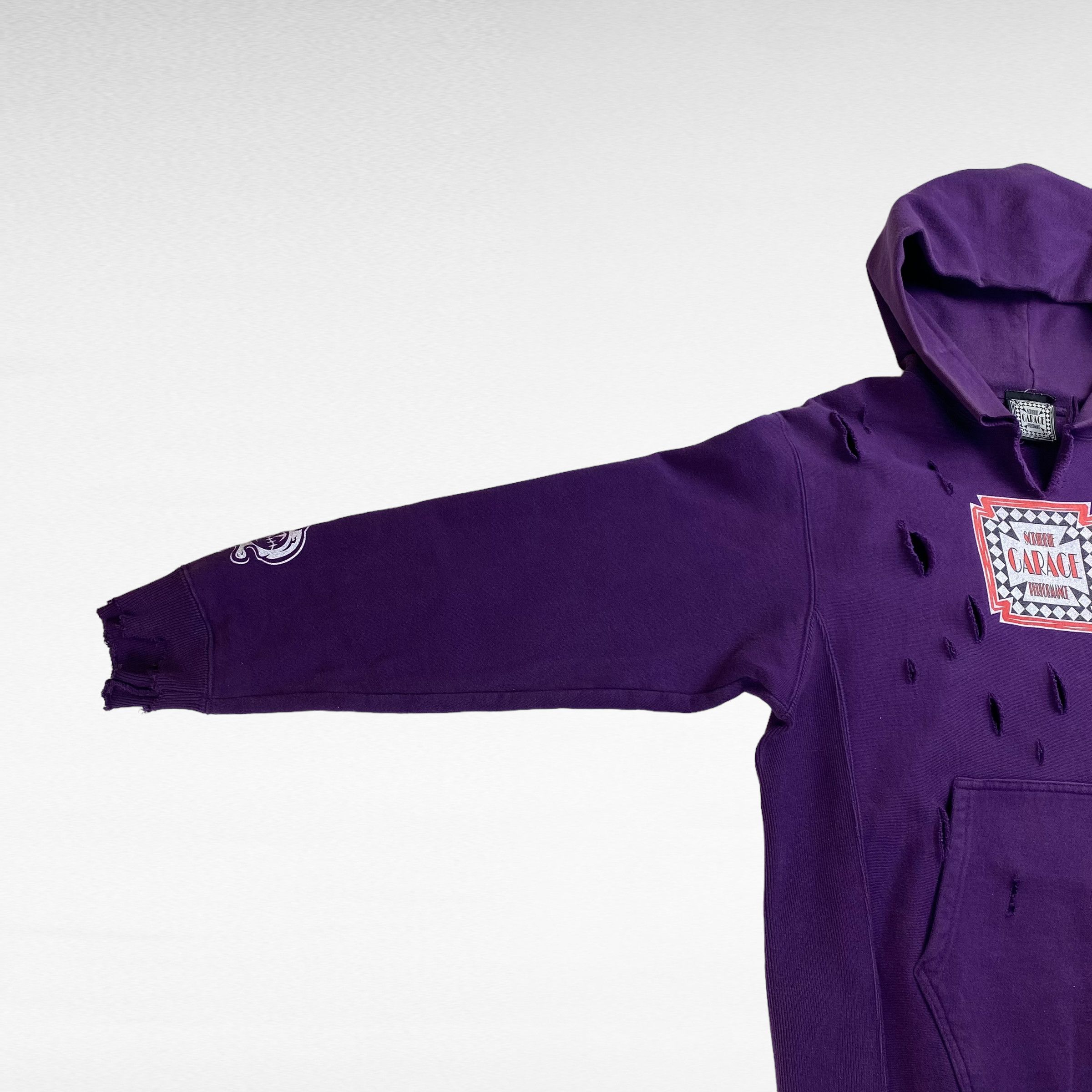 Vintage CARACE Remake Boro Reverse Weave Sweat Hoodie Purple Size M Size US M / EU 48-50 / 2 - 3 Thumbnail
