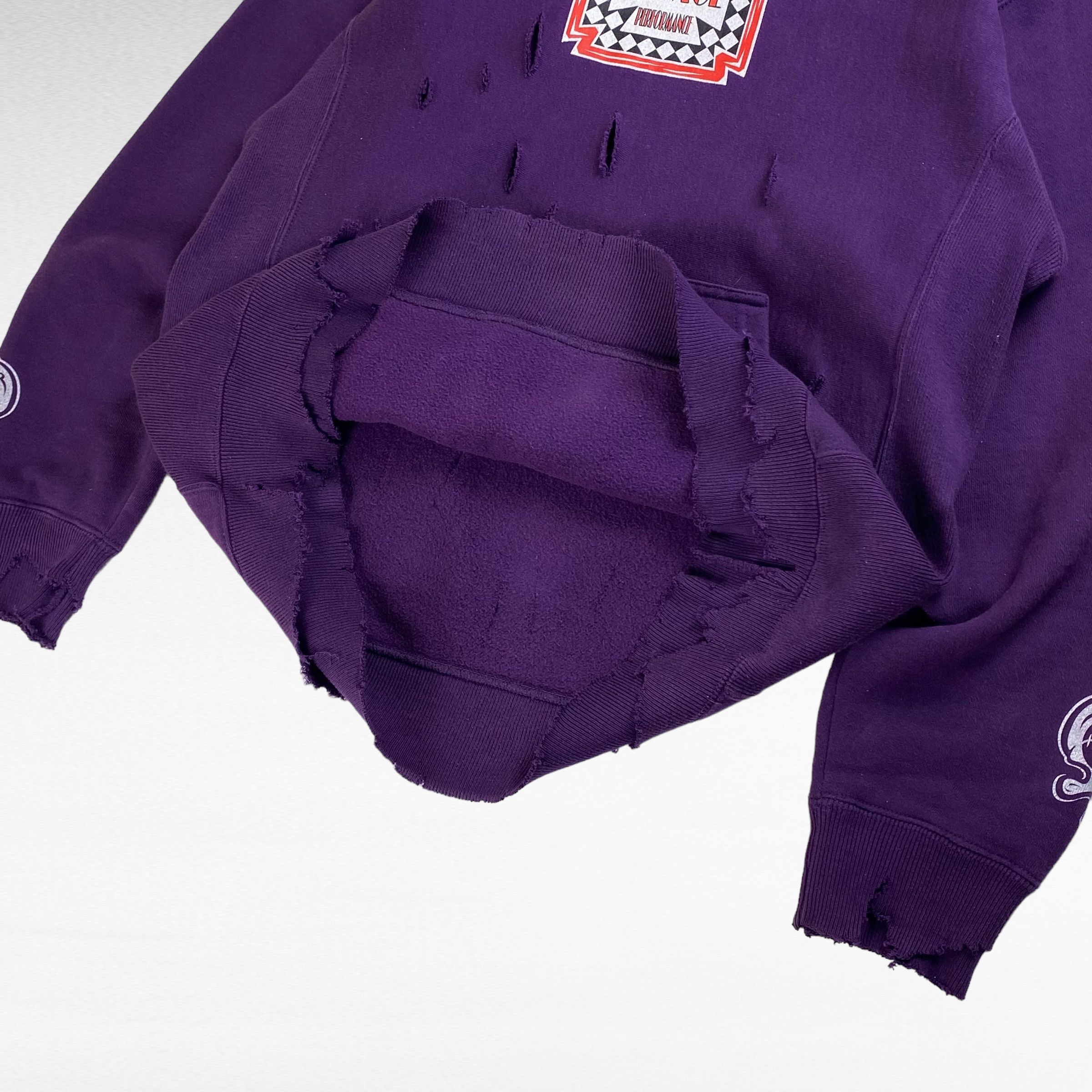 Vintage CARACE Remake Boro Reverse Weave Sweat Hoodie Purple Size M Size US M / EU 48-50 / 2 - 4 Thumbnail