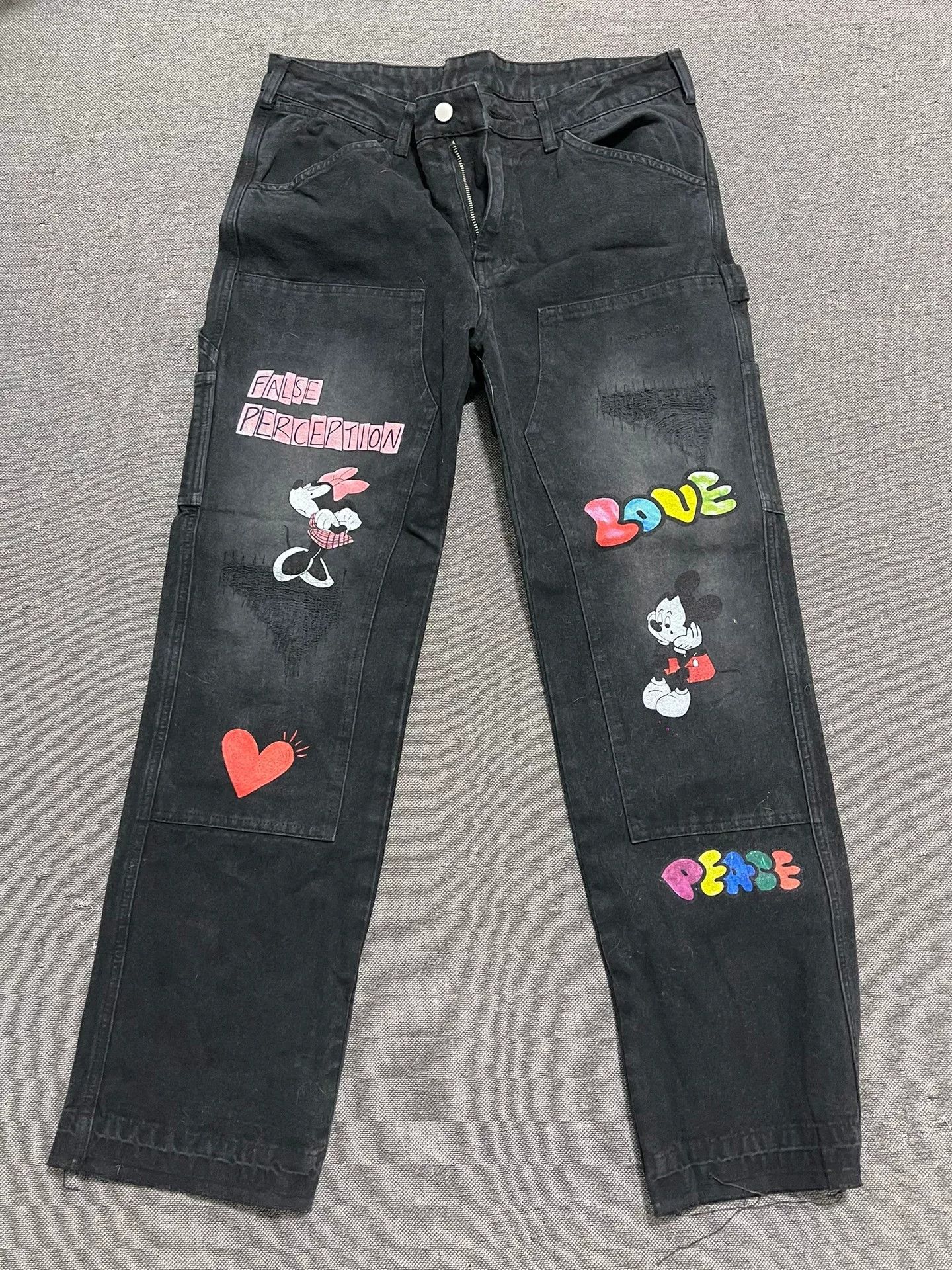 Carhartt False Perception Minnie Mickey Graffiti Jeans Size US 34 / EU 50 - 2 Thumbnail