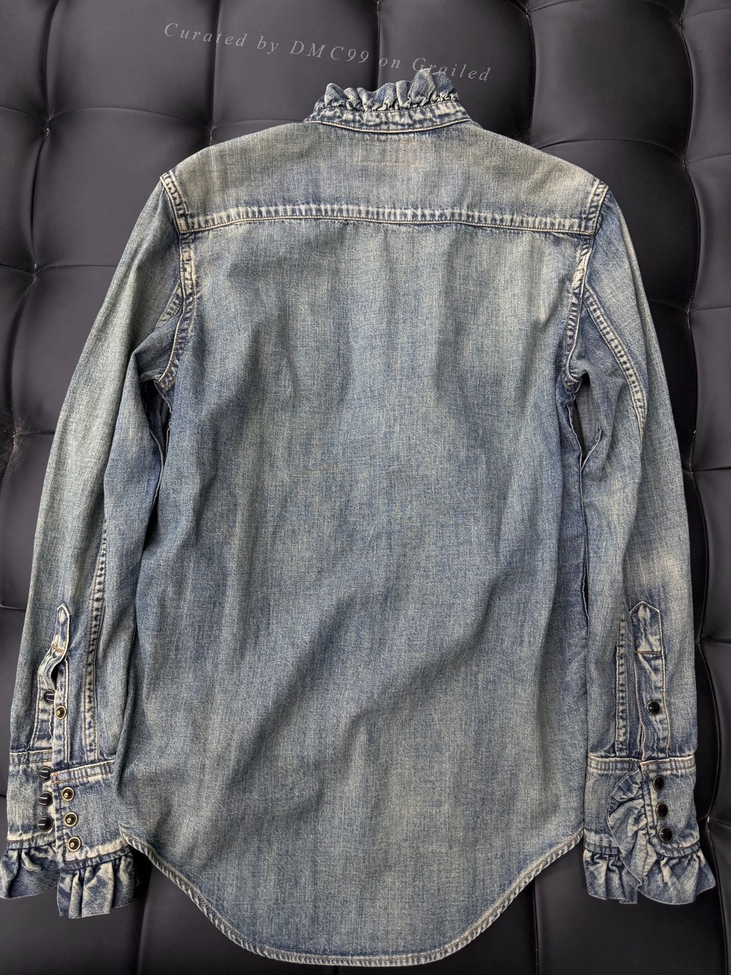Saint Laurent Paris Saint Laurent Washed Blue Ruffled Shirt Jacket Size S / US 4 / IT 40 - 4 Thumbnail