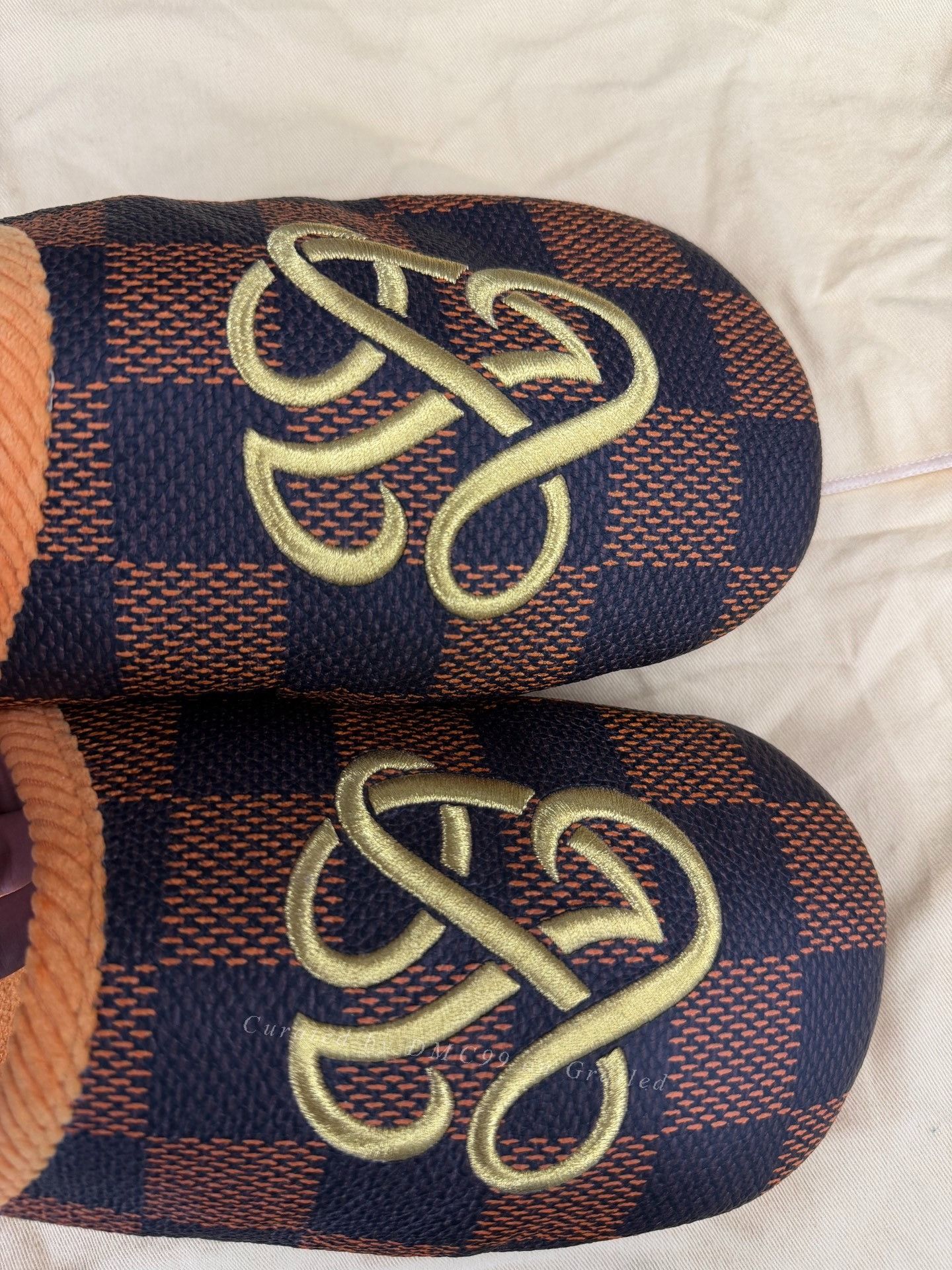 Louis Vuitton LV Checkerboard Embroidered Slippers Black Brown Size US 10 / EU 43 - 5 Thumbnail