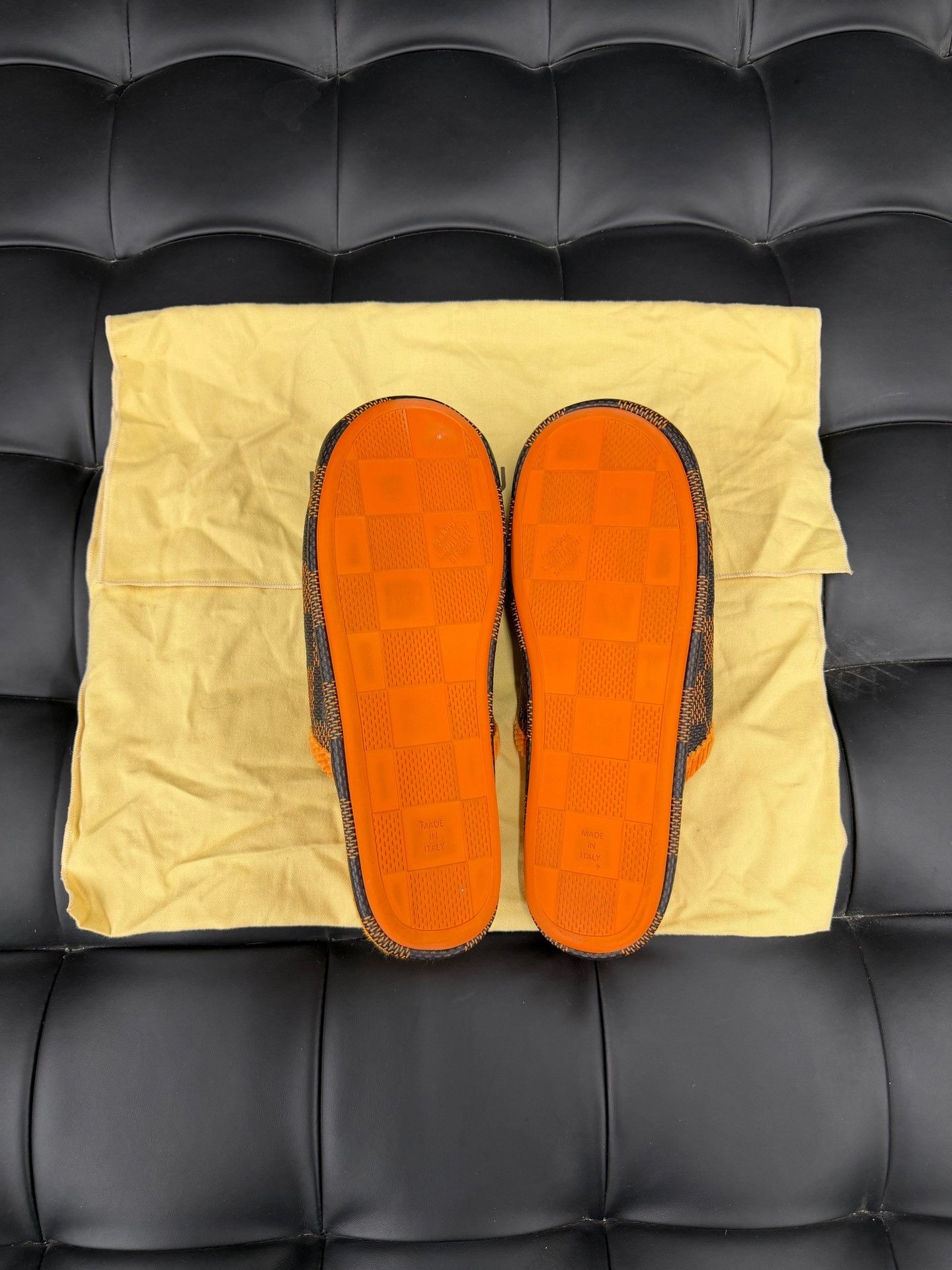 Louis Vuitton LV Checkerboard Embroidered Slippers Black Brown Size US 10 / EU 43 - 2 Thumbnail