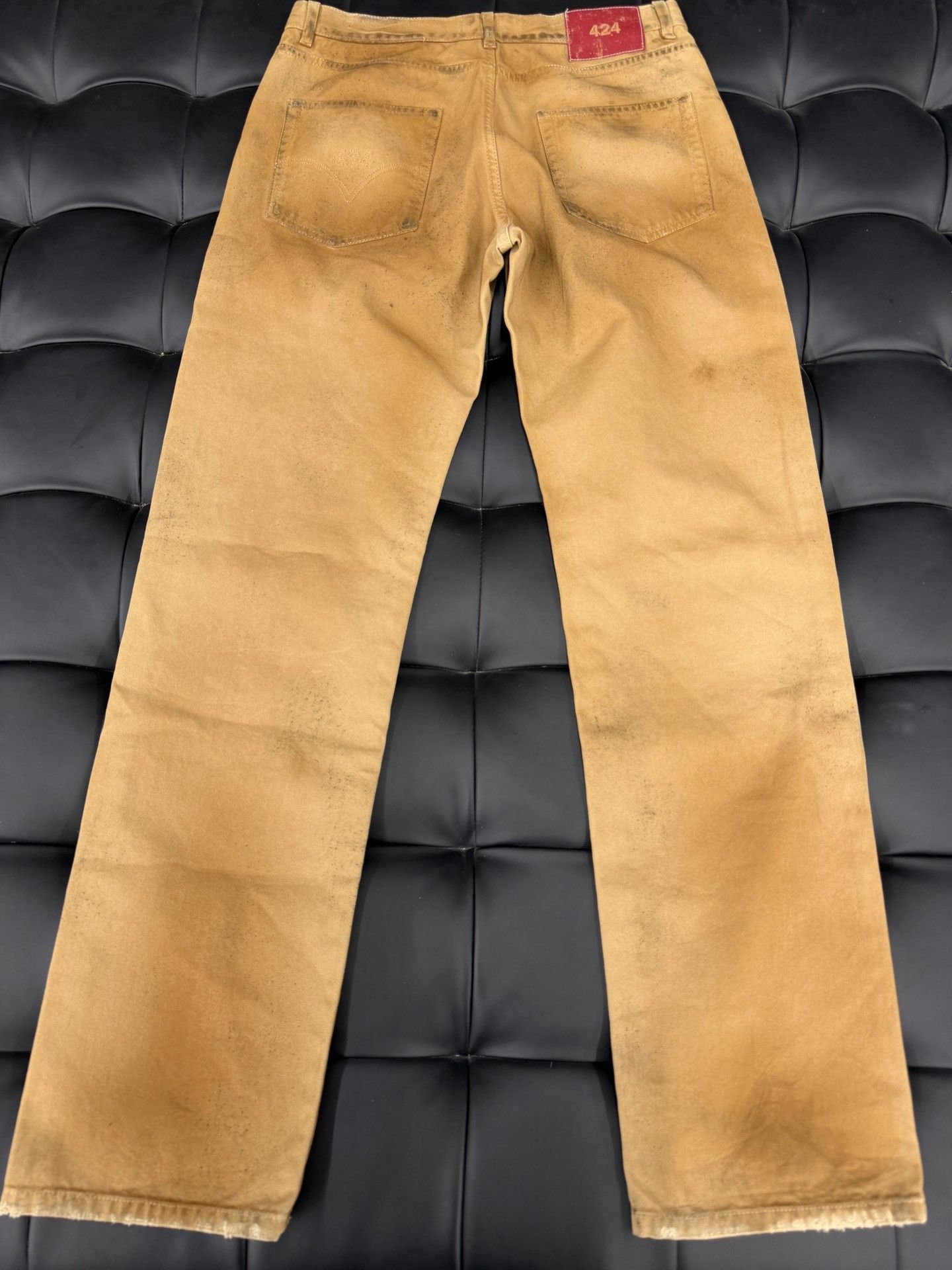 424 424inc Khaki Distressed Straight Pants Size US 32 / EU 48 - 2 Thumbnail