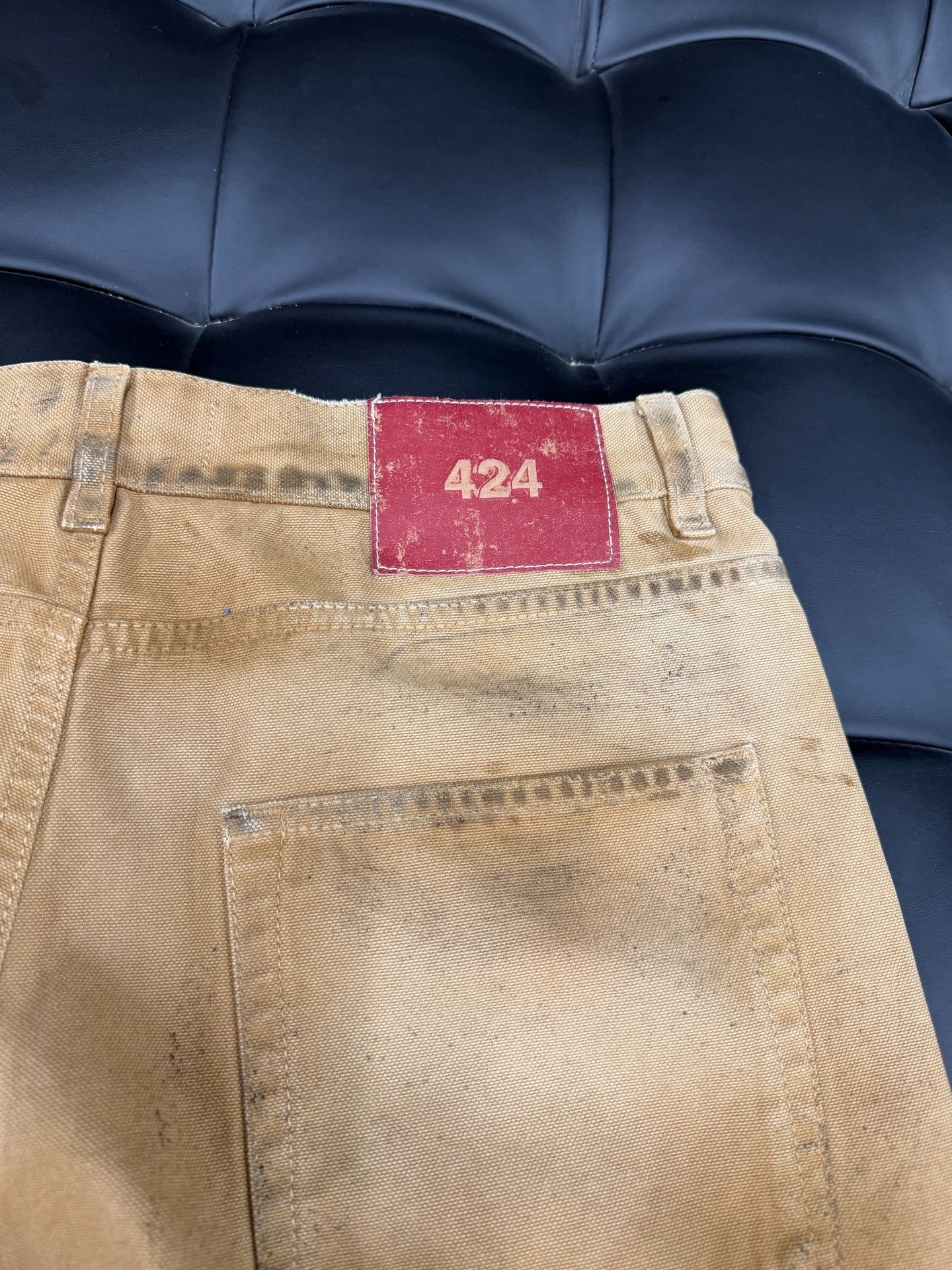 424 424inc Khaki Distressed Straight Pants Size US 32 / EU 48 - 5 Thumbnail