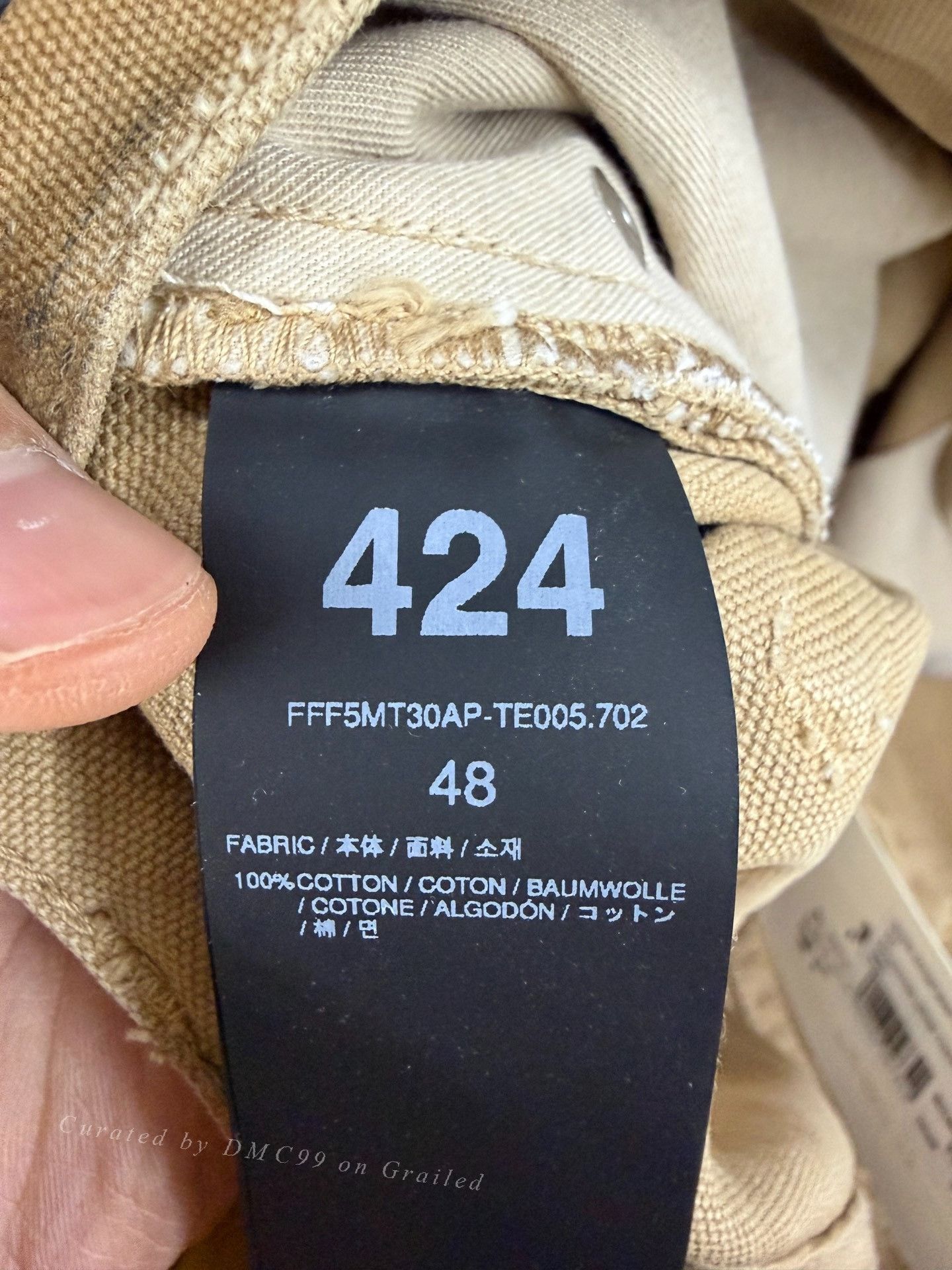 424 424inc Khaki Distressed Straight Pants Size US 32 / EU 48 - 4 Thumbnail