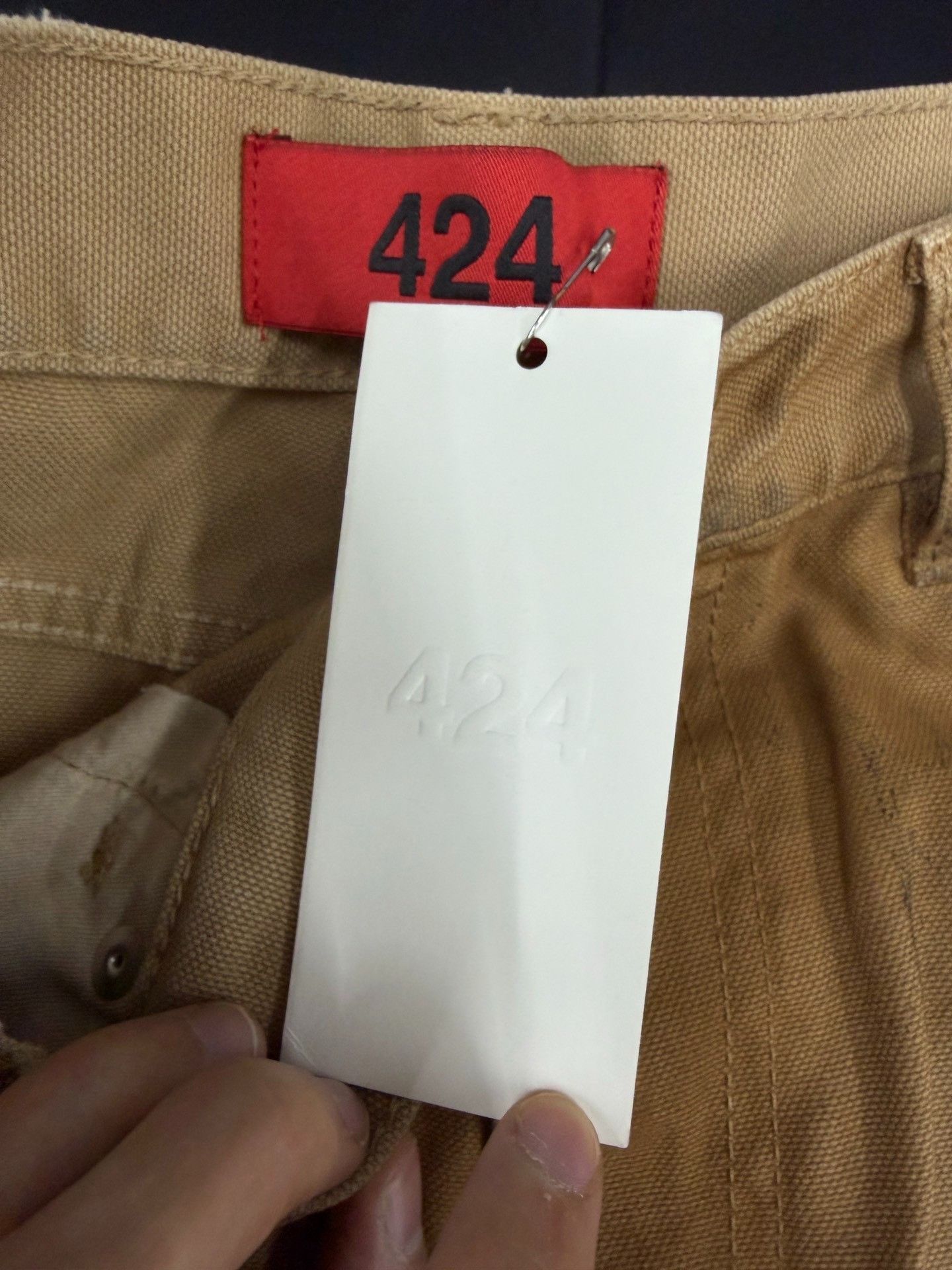 424 424inc Khaki Distressed Straight Pants Size US 32 / EU 48 - 3 Thumbnail