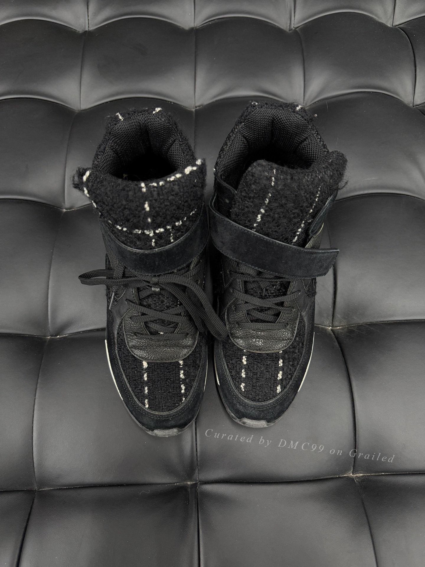 Chanel Chanel CC Black Tweed High-Top Sneakers Size US 9 / IT 39 - 2 Thumbnail
