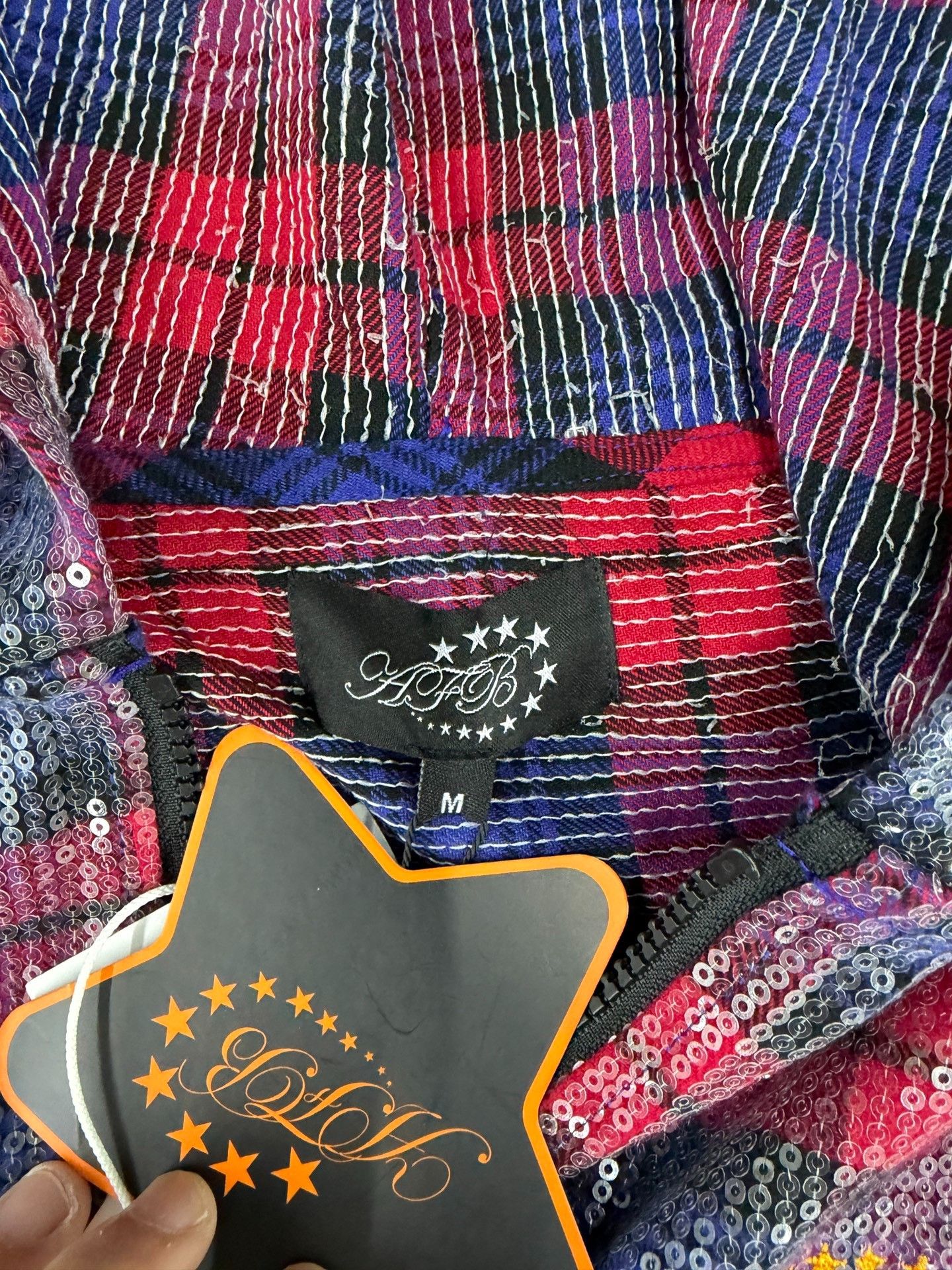 AVAVAV AFB Sequin Plaid Hooded Shirt Size US M / EU 48-50 / 2 - 2 Thumbnail