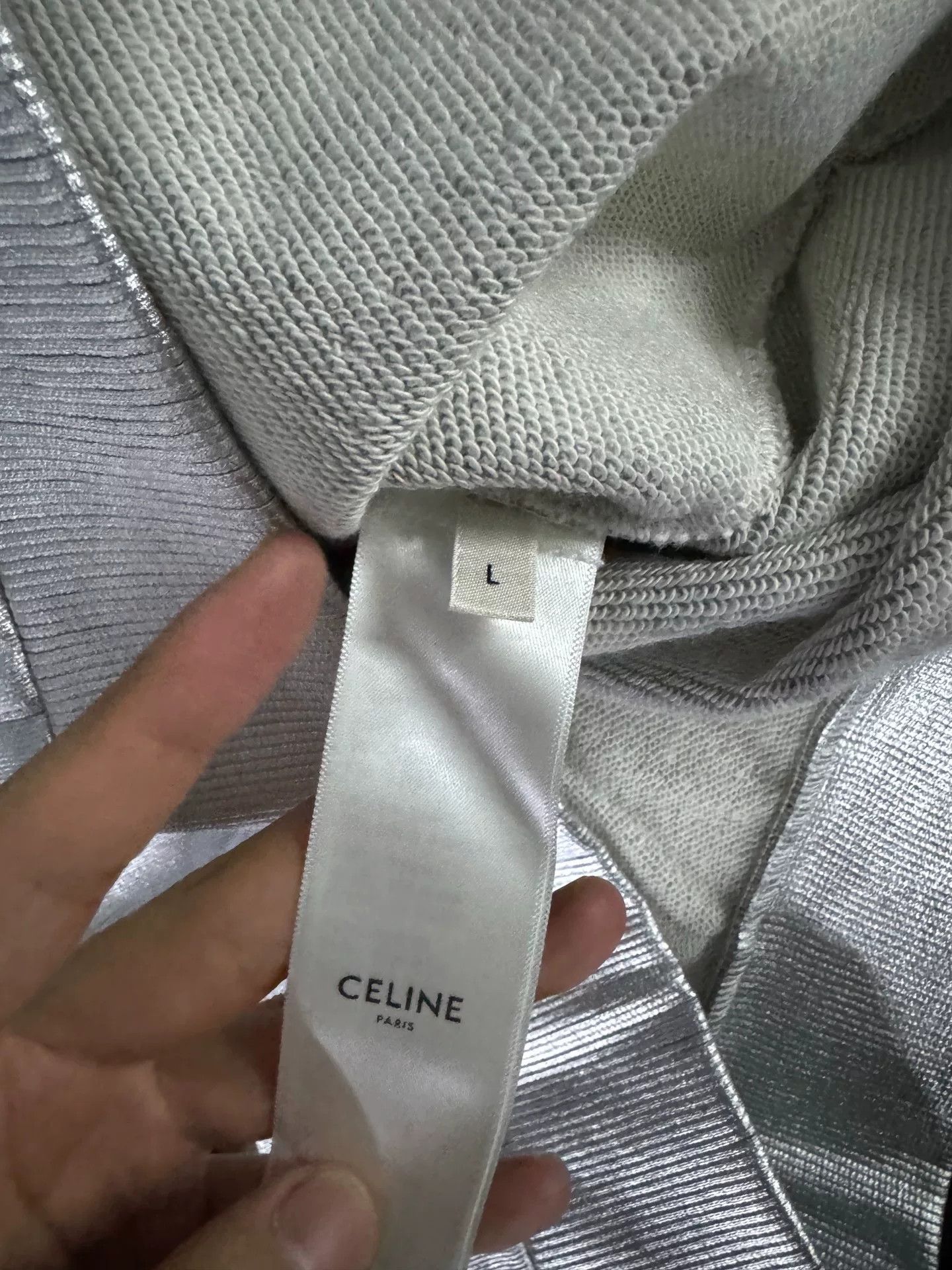 Celine Celine Silver Boxy Short Hoodie Size US L / EU 52-54 / 3 - 3 Thumbnail