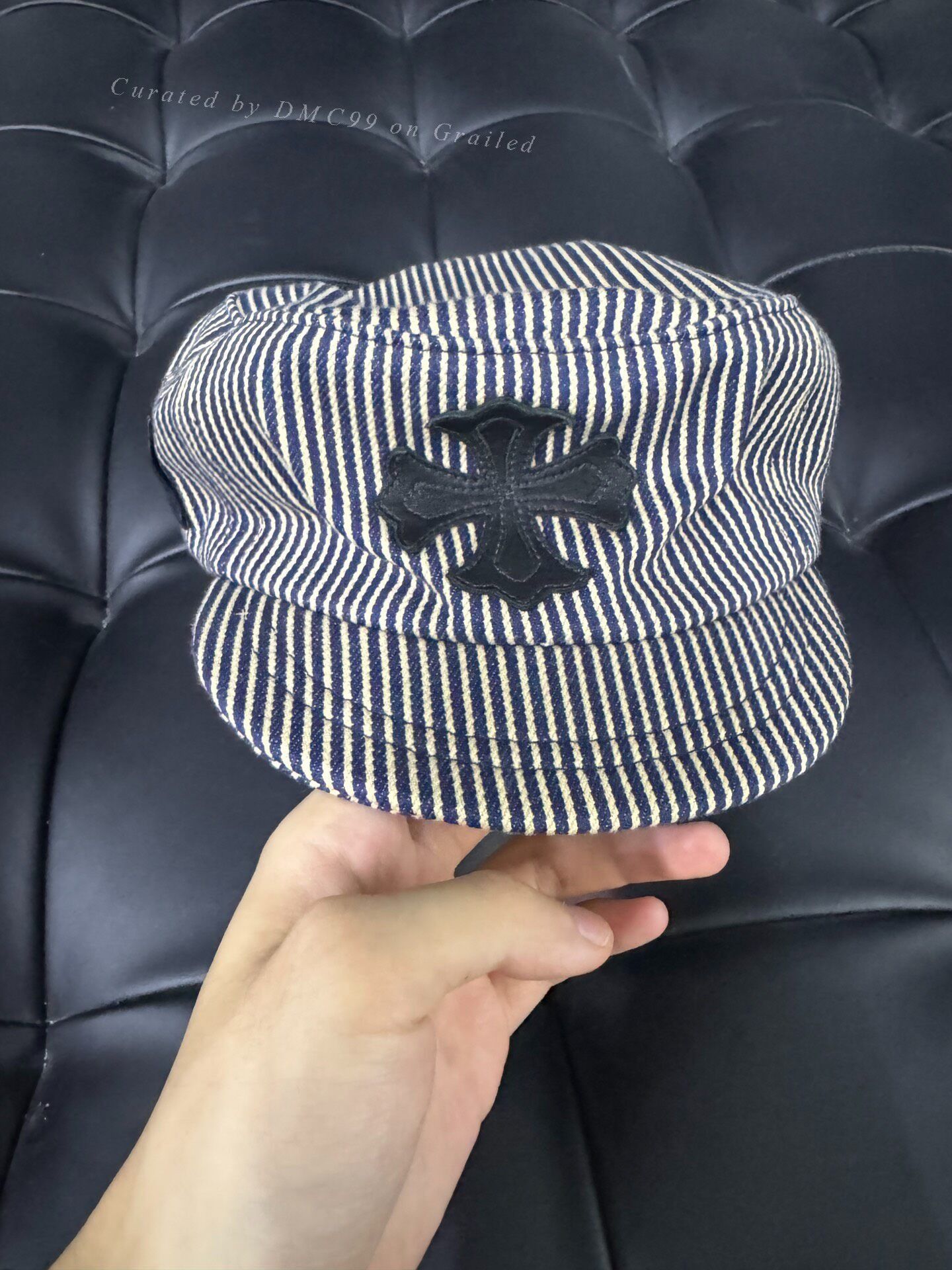 Chrome Hearts Chrome Hearts Cross Leather Patch Stripe Beret Size ONE SIZE - 4 Thumbnail