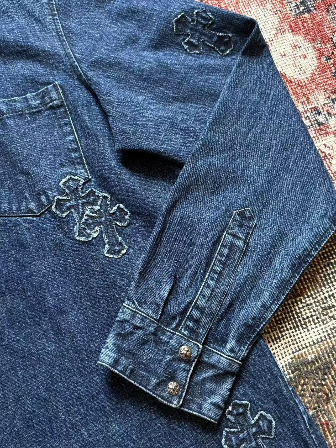 Chrome Hearts Chrome Hearts Cross Patch Denim Shirt Size US XXL / EU 58 / 5 - 4 Thumbnail