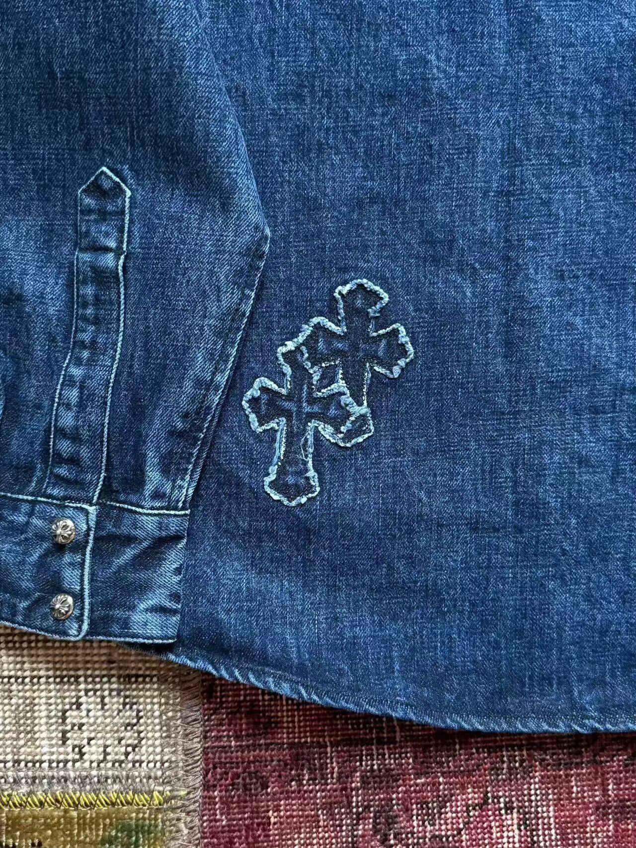 Chrome Hearts Chrome Hearts Cross Patch Denim Shirt Size US XXL / EU 58 / 5 - 9 Thumbnail