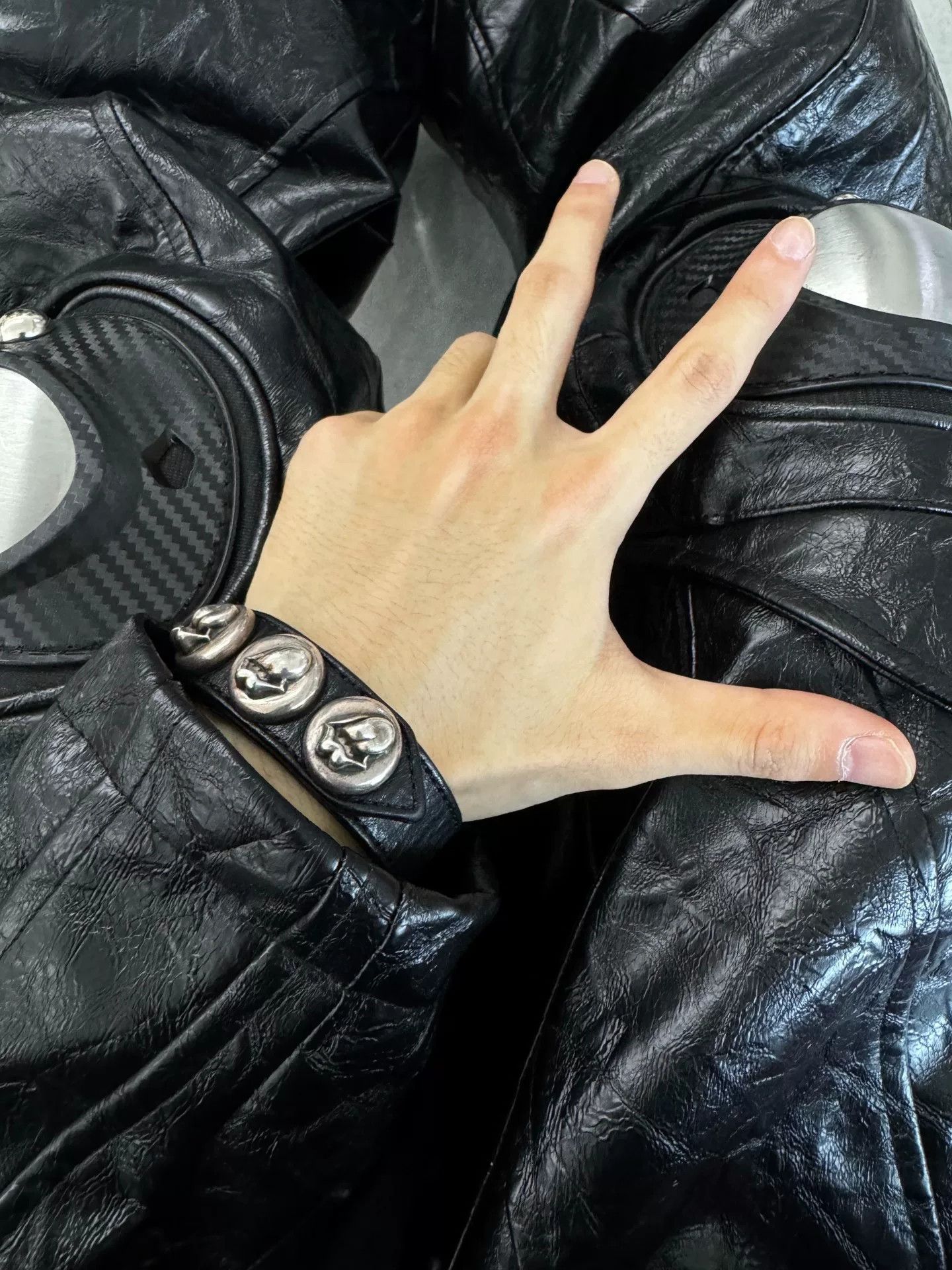 Chrome Hearts Chrome Hearts Rolling Stones Leather Bracelet Size ONE SIZE - 6 Thumbnail