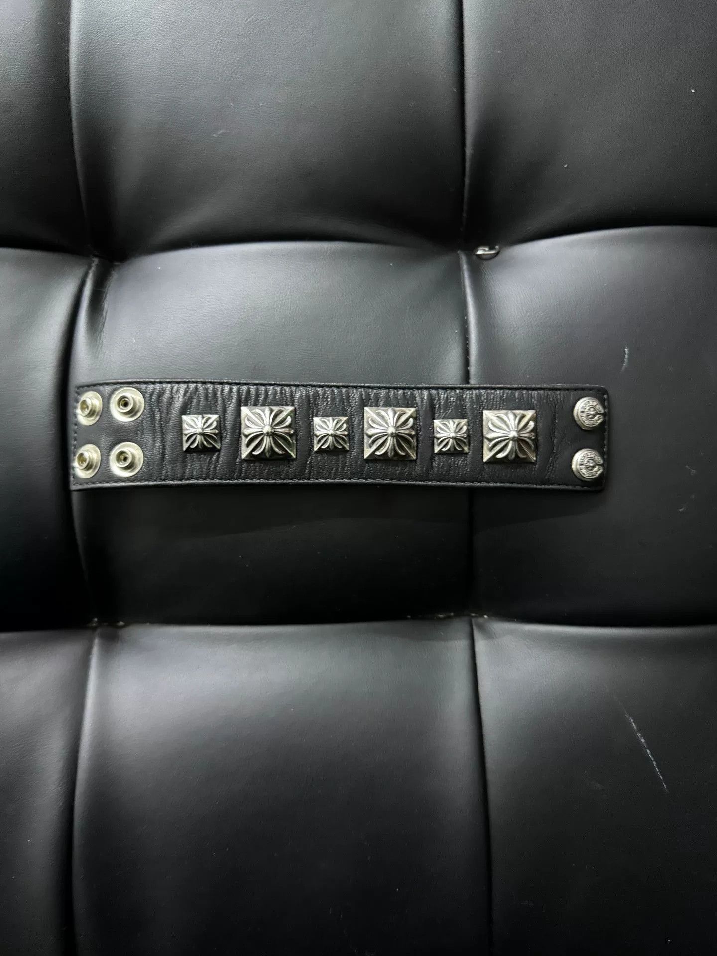 Chrome Hearts Chrome Hearts Black Square Cross Leather Bracelet Size ONE SIZE - 3 Thumbnail