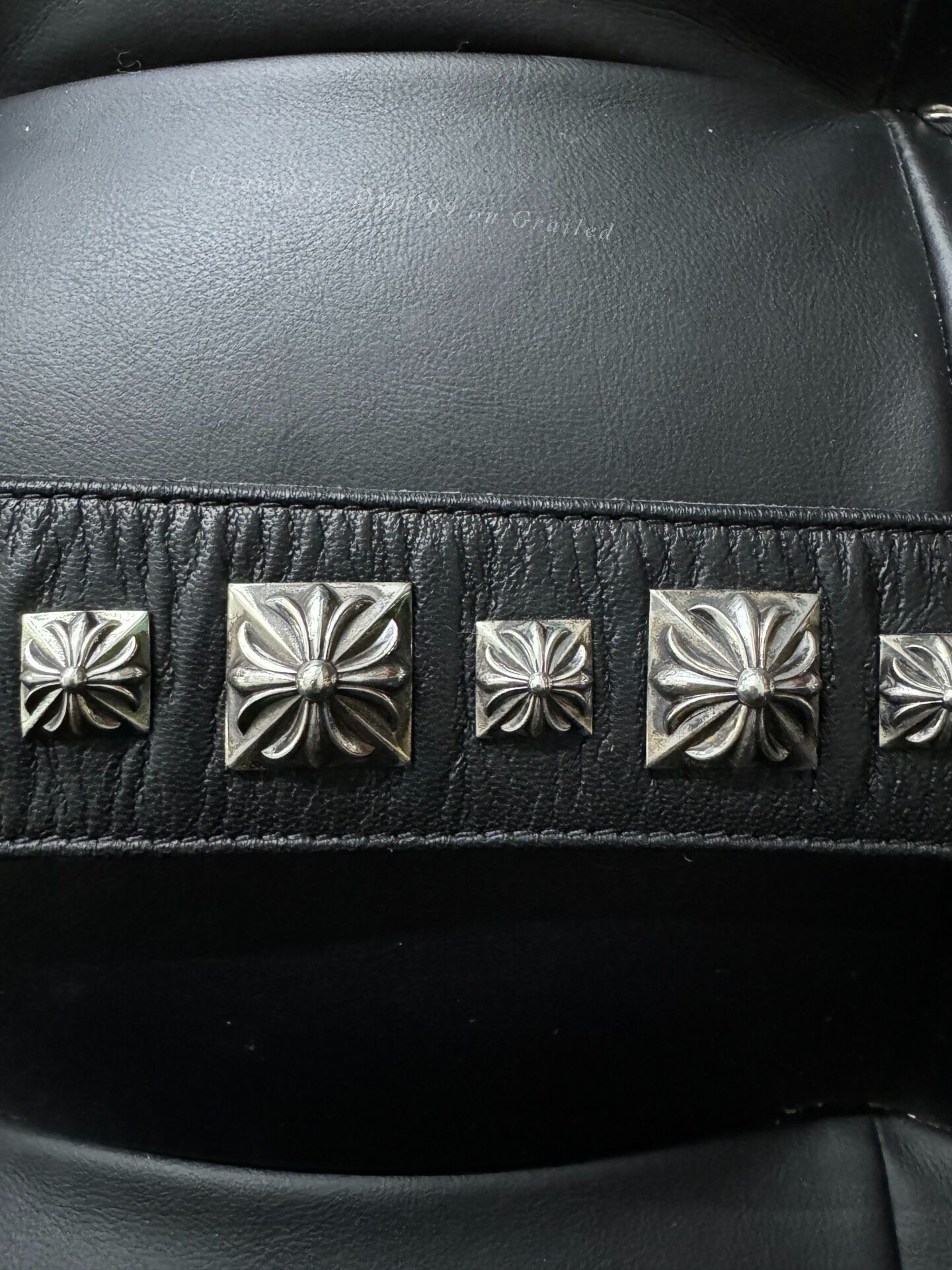 Chrome Hearts Chrome Hearts Black Square Cross Leather Bracelet Size ONE SIZE - 4 Thumbnail