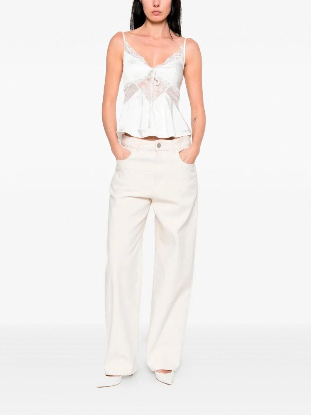 Self-Portrait Satin Lace Top Size S / US 4 / IT 40 - 2 Thumbnail